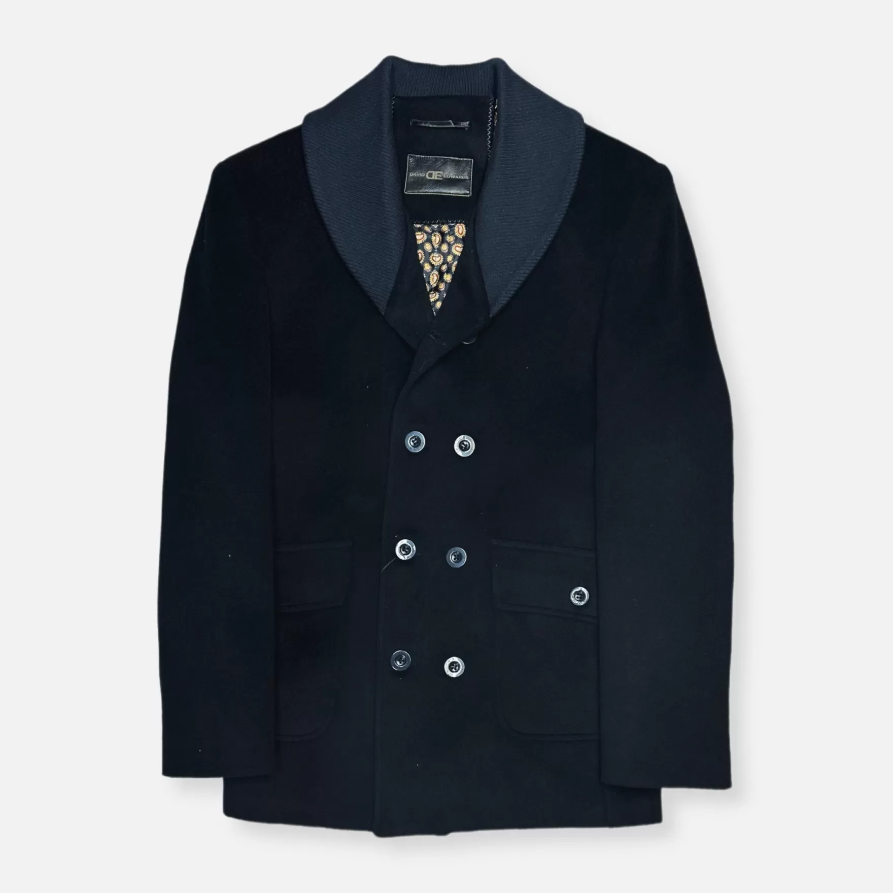 New Edition Fashion Coats & Outerwear-Donato Wool Blend Shawl Coat Navy