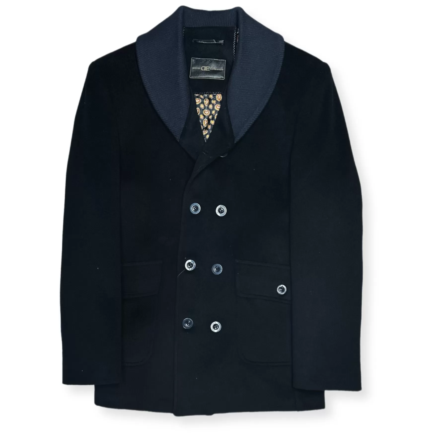 New Edition Fashion Coats & Outerwear-Donato Wool Blend Shawl Coat Navy