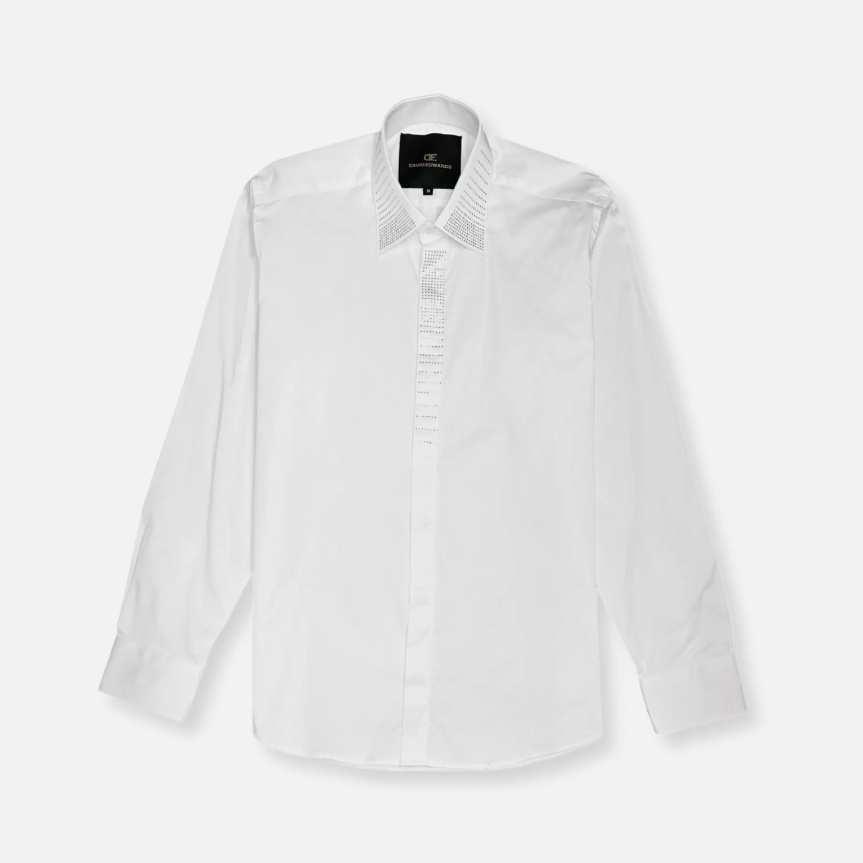 New Edition Fashion Dress Shirts-Dowson Long Sleeve Rhinestone Shirt White