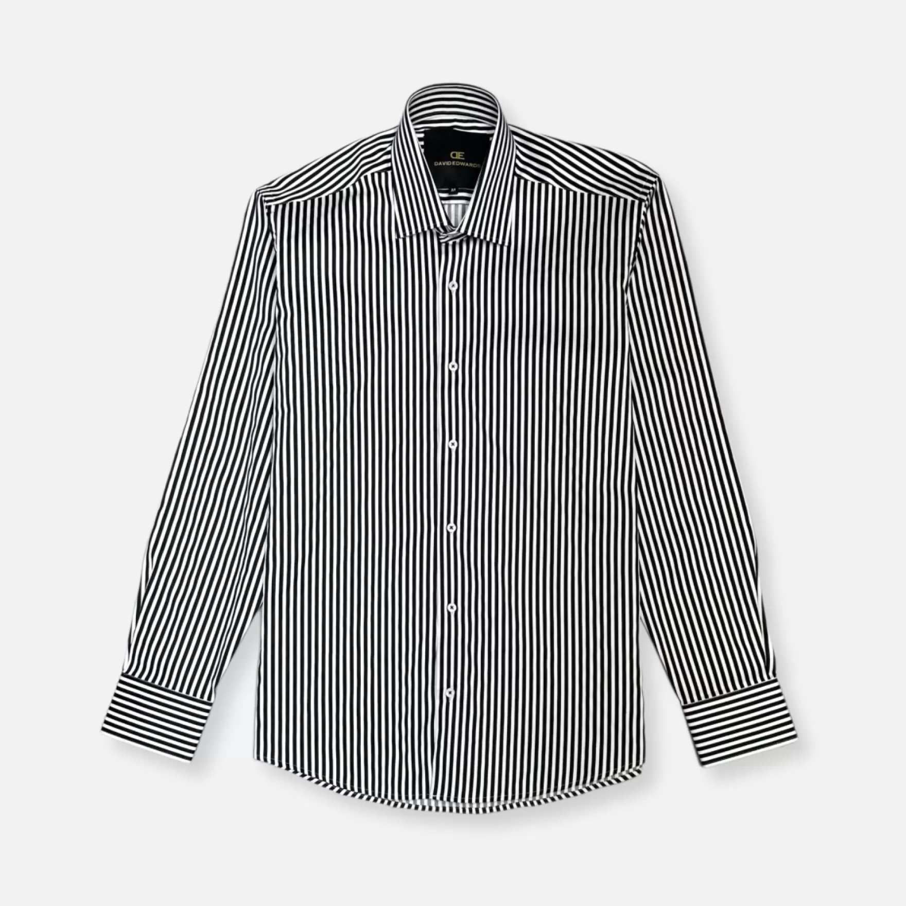 New Edition Fashion Dress Shirts-Dowtin Long Sleeve Striped Shirt Black/White