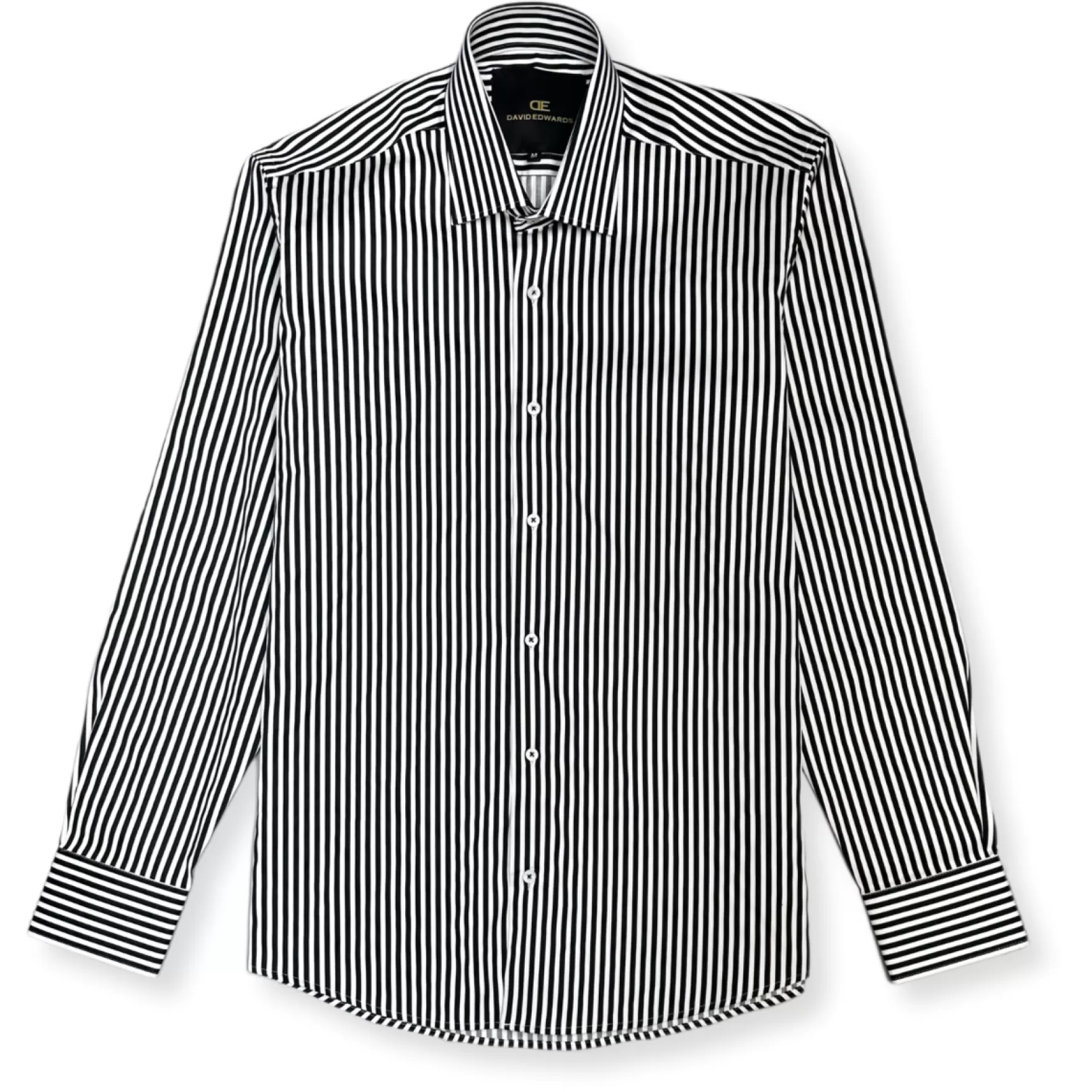 New Edition Fashion Dress Shirts-Dowtin Long Sleeve Striped Shirt Black/White