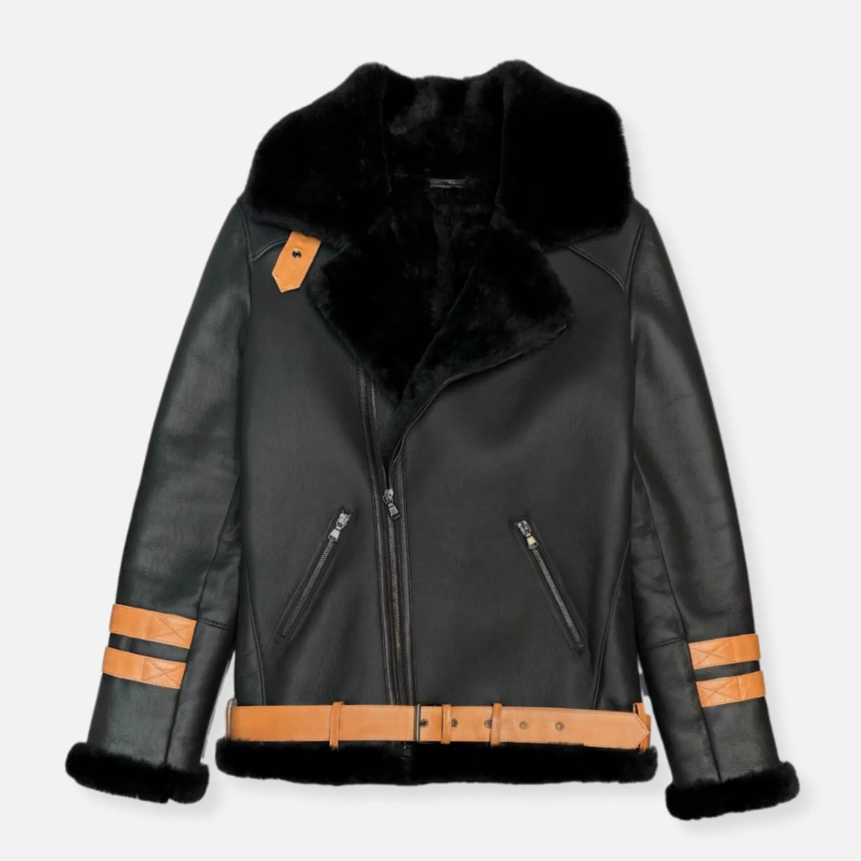 New Edition Fashion Coats & Outerwear-Dragos Leather Jacket Black/Cognac