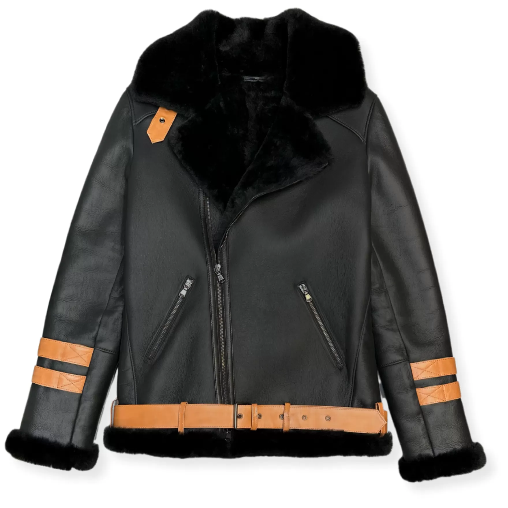 New Edition Fashion Coats & Outerwear-Dragos Leather Jacket Black/Cognac