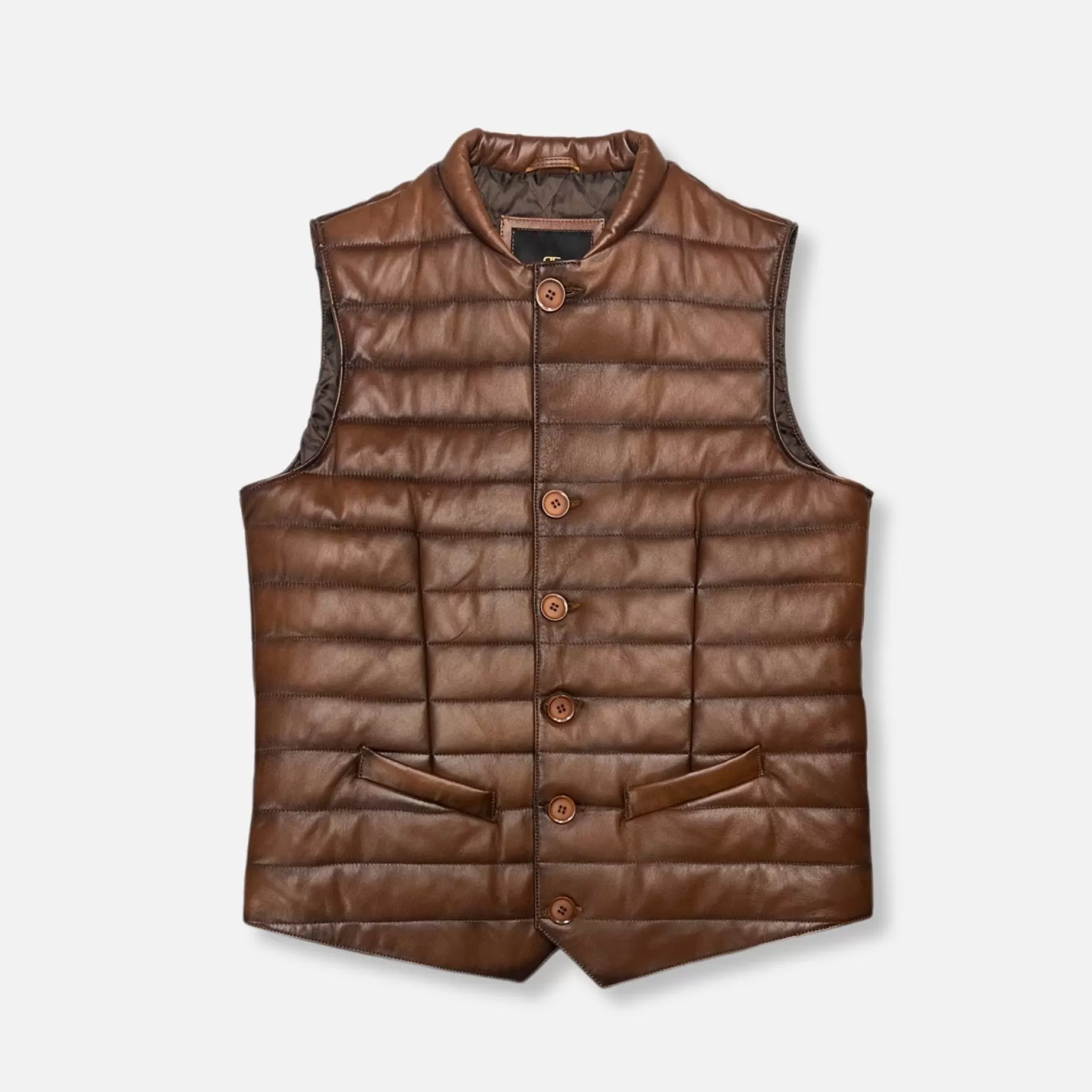 New Edition Fashion Coats & Outerwear | Vests-Driver Leather Puffer Vest Camel