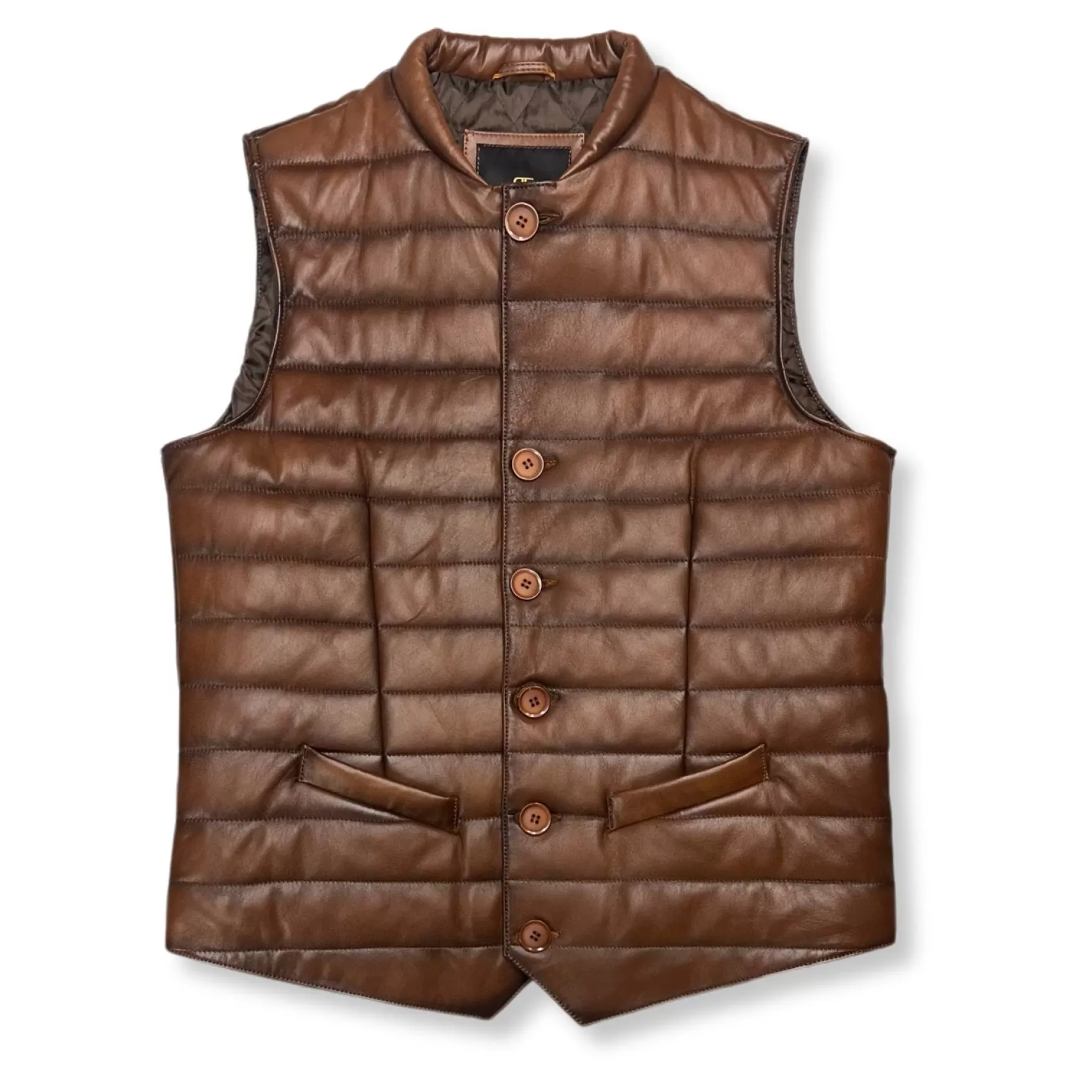 New Edition Fashion Coats & Outerwear | Vests-Driver Leather Puffer Vest Camel