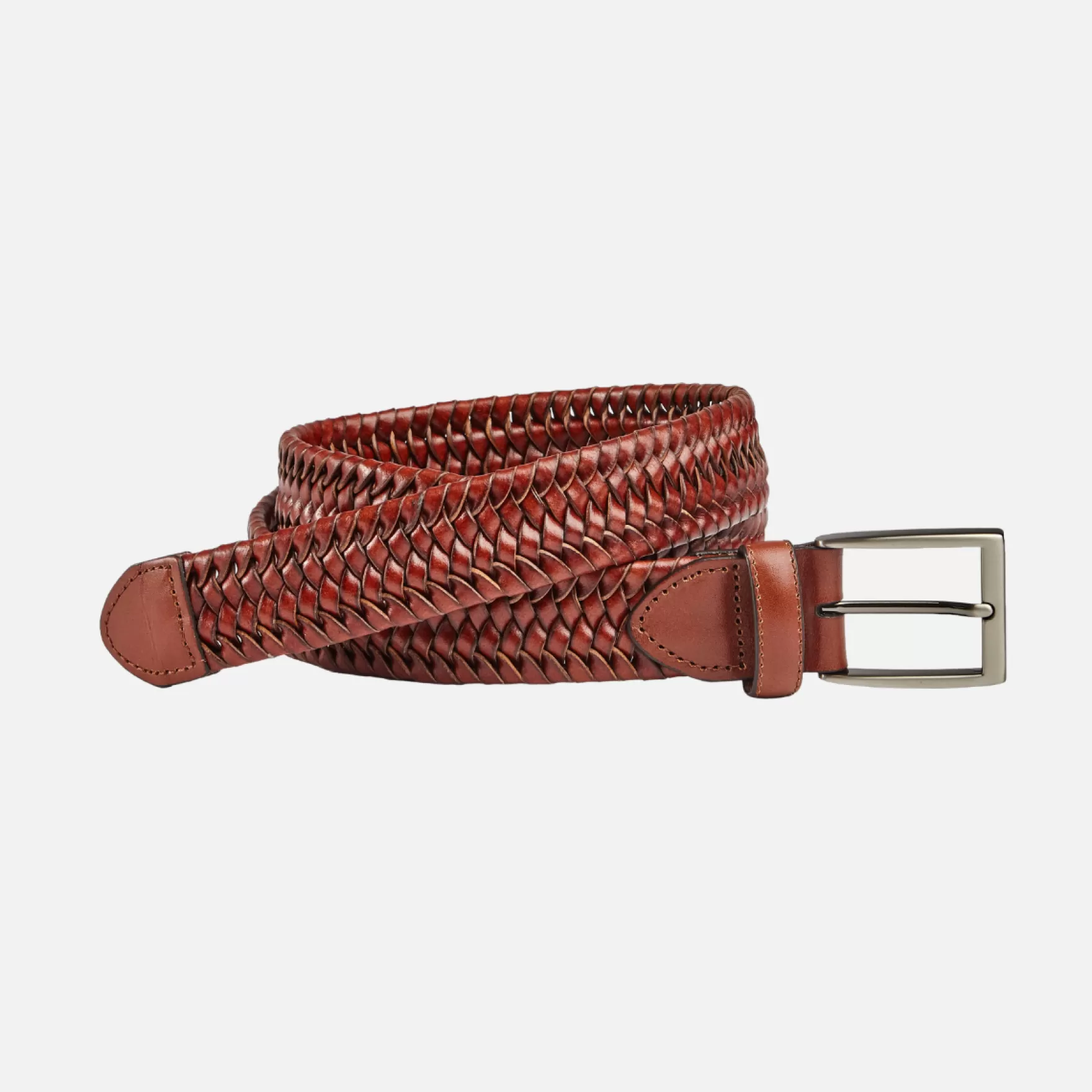 New Edition Fashion Belts-Drizzle Braided Belt Cognac