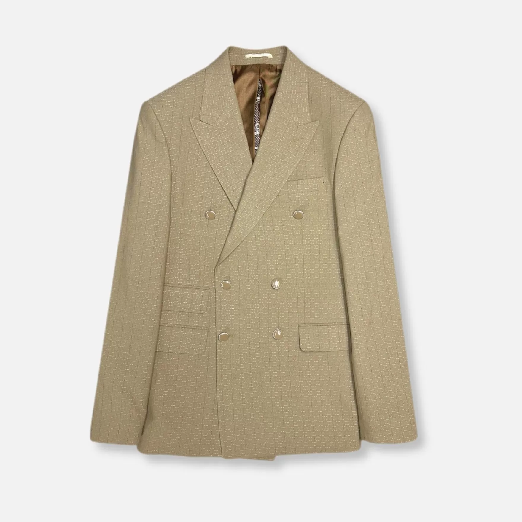 New Edition Fashion Suits-Du2019Addario Double Breasted Suit Beige