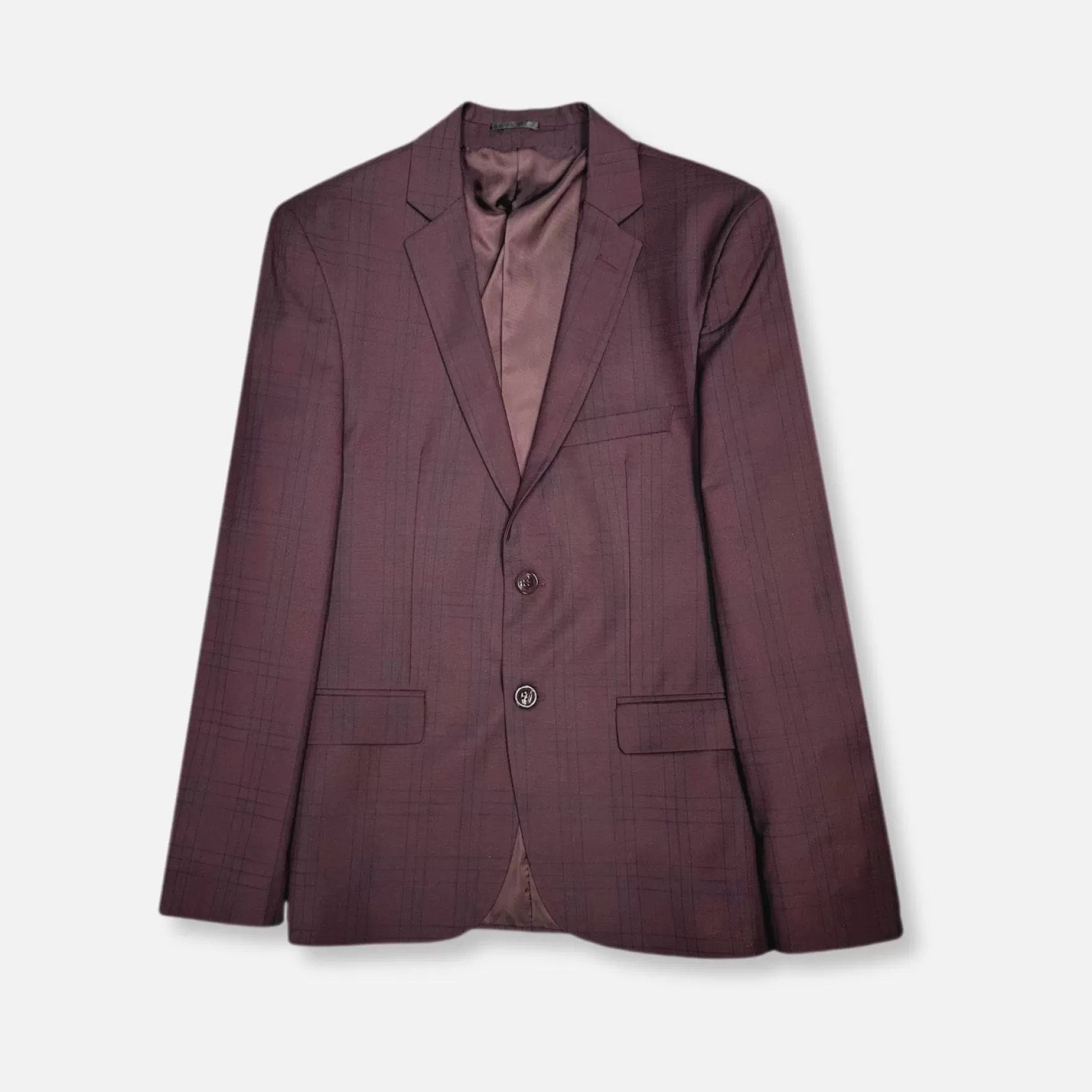 New Edition Fashion Suits-Du2019Alfonso Plaid Vested Suit Burgundy