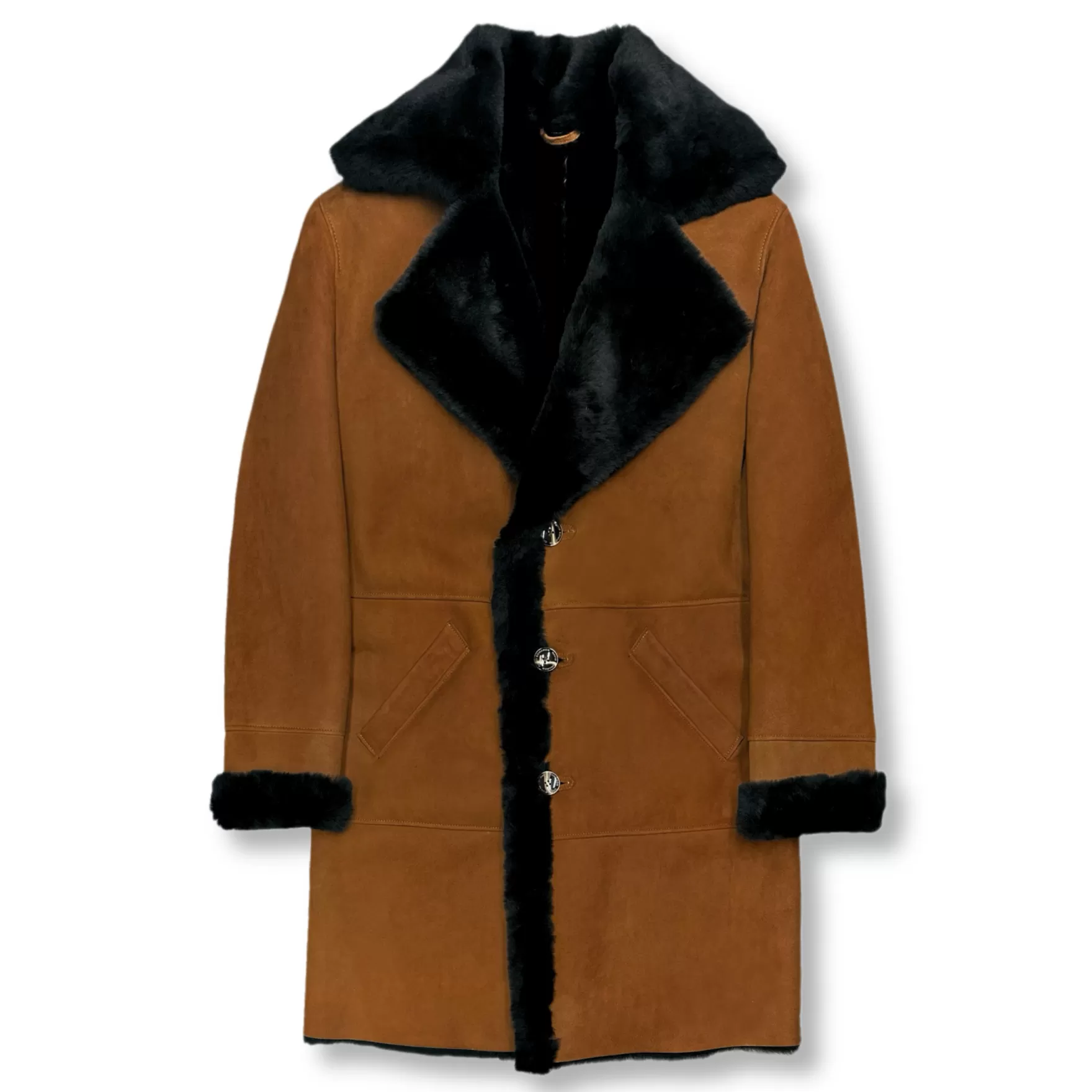 New Edition Fashion Coats & Outerwear-Dufner Long Shearling Coat Whiskey