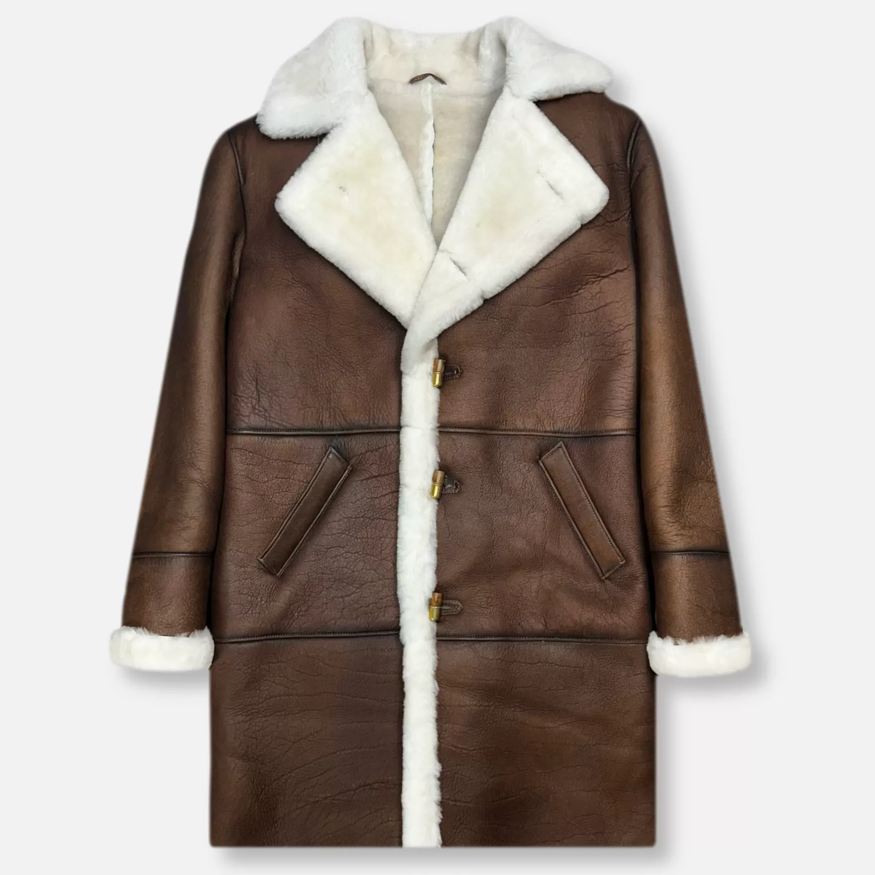 New Edition Fashion Coats & Outerwear-Dufner Long Shearling Coat FW25 Brown