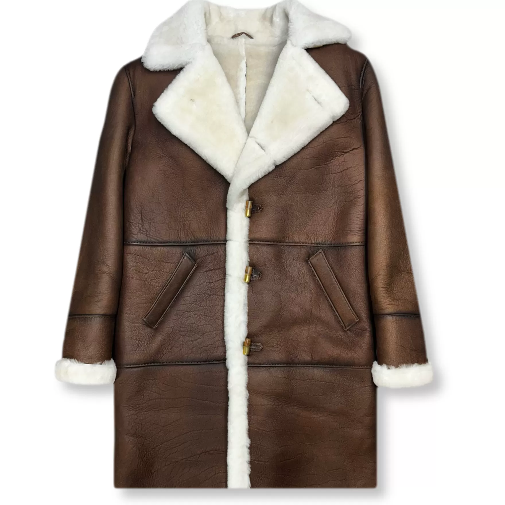 New Edition Fashion Coats & Outerwear-Dufner Long Shearling Coat FW25 Brown