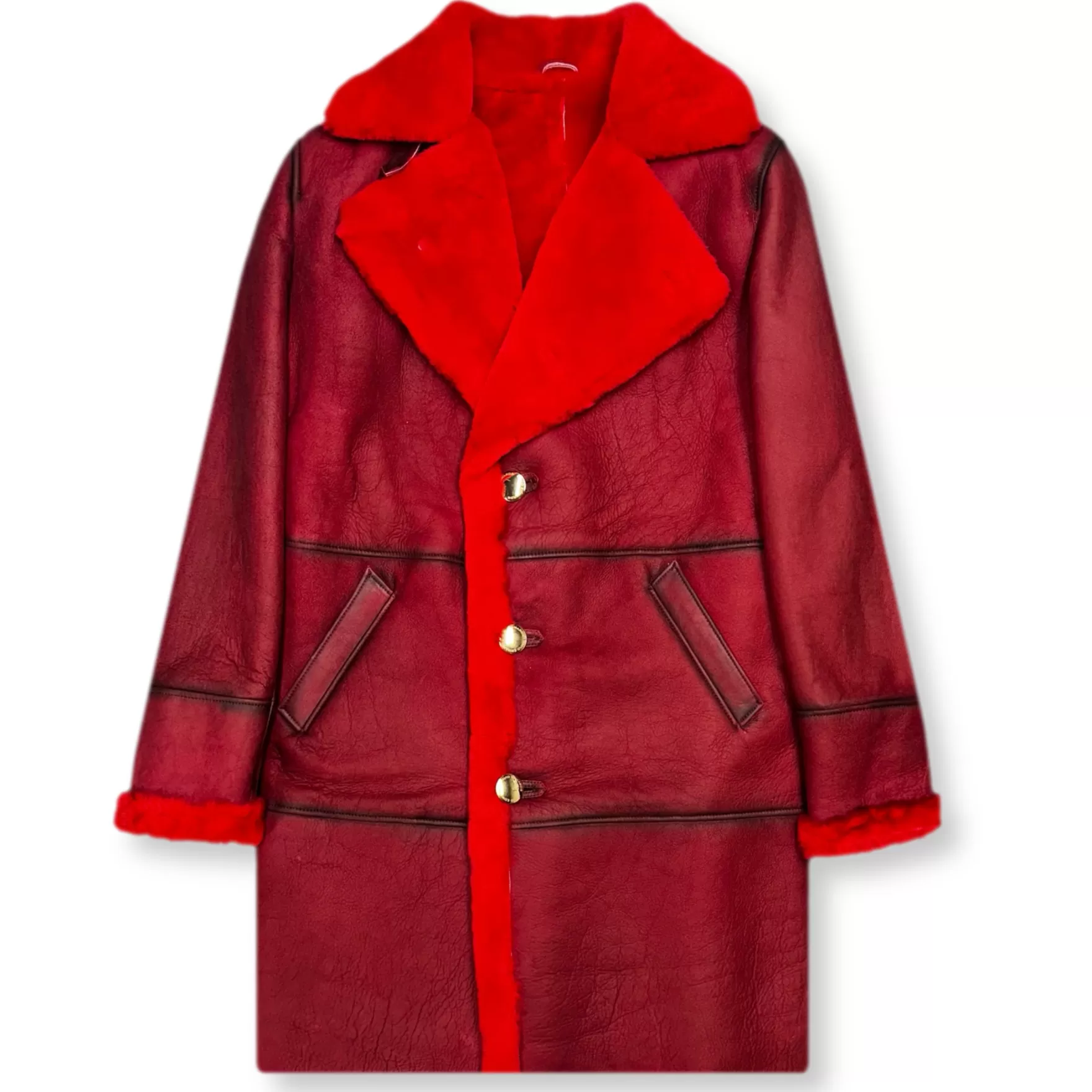 New Edition Fashion Coats & Outerwear-Dufner Long Shearling Coat FW25 Red