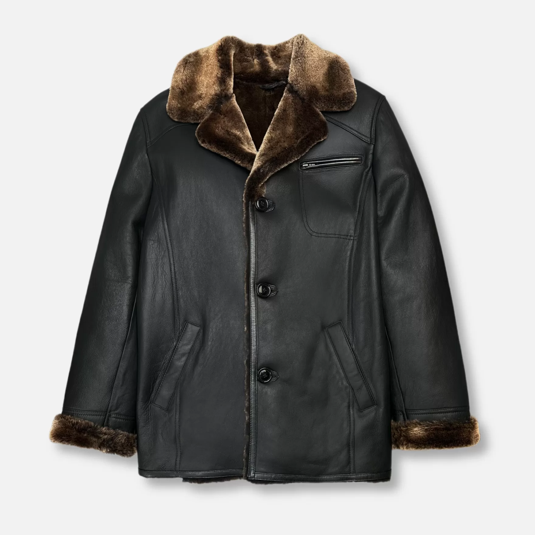 New Edition Fashion Coats & Outerwear-Duran Sheepskin Overcoat Black