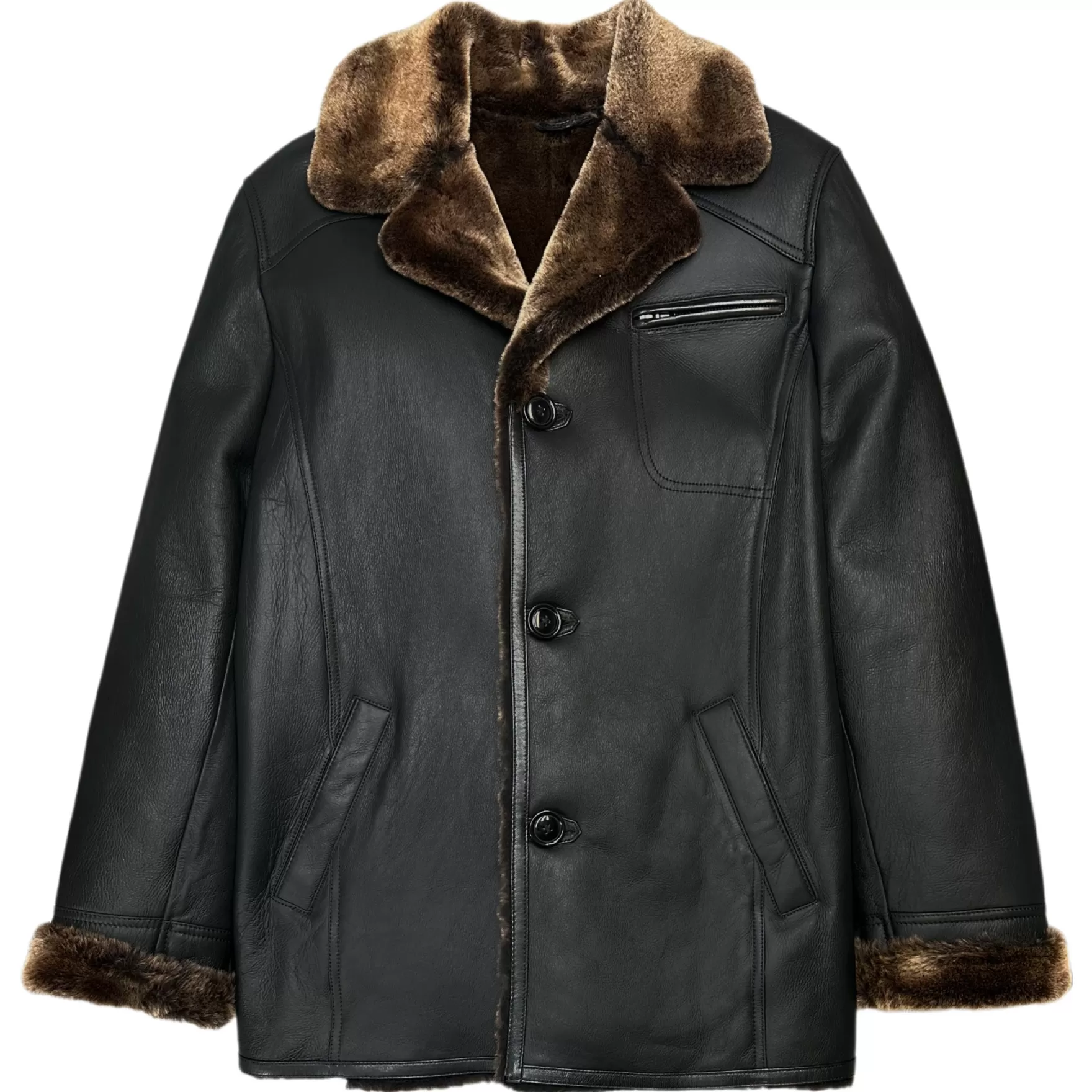 New Edition Fashion Coats & Outerwear-Duran Sheepskin Overcoat Black