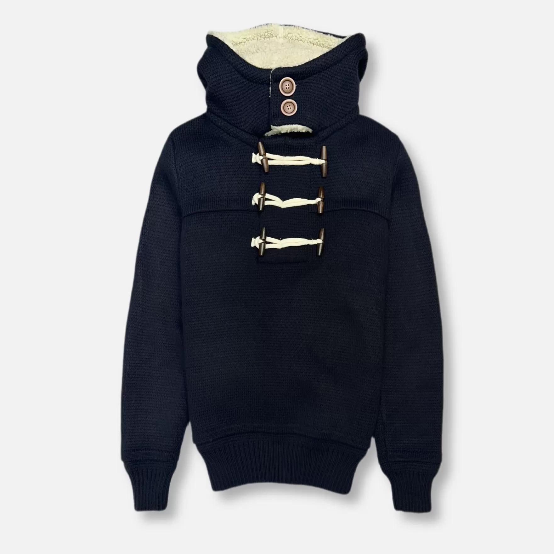 New Edition Fashion Sweaters-Durrell Toggle Knit Hoodie Navy