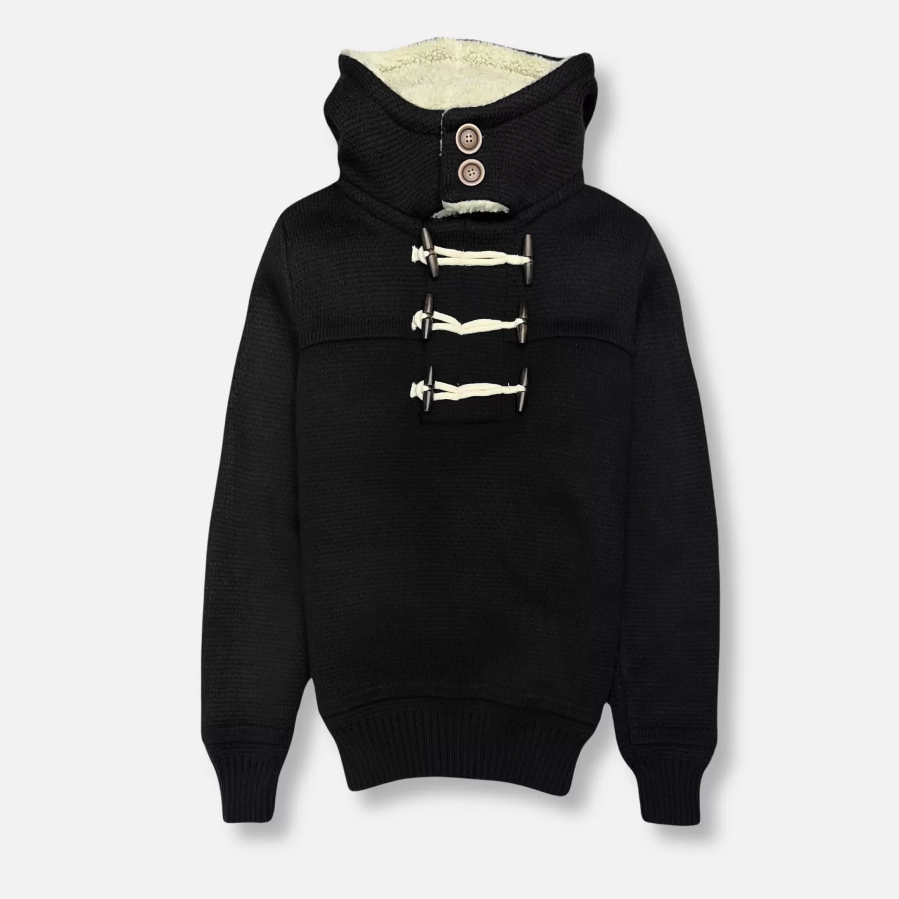 New Edition Fashion Sweaters-Durrell Toggle Knit Hoodie Black