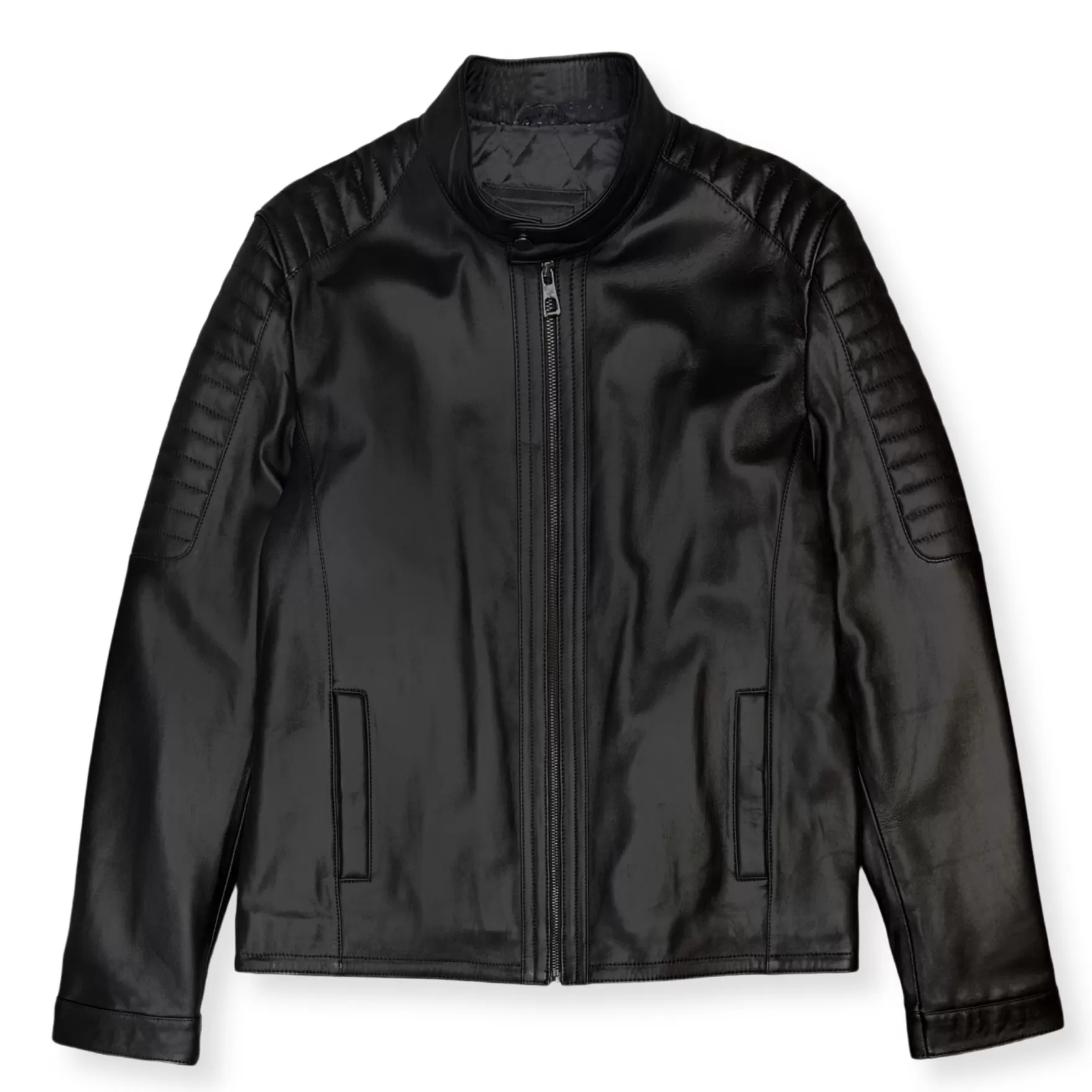 New Edition Fashion Coats & Outerwear-Dylan Racer Leather Jacket Black