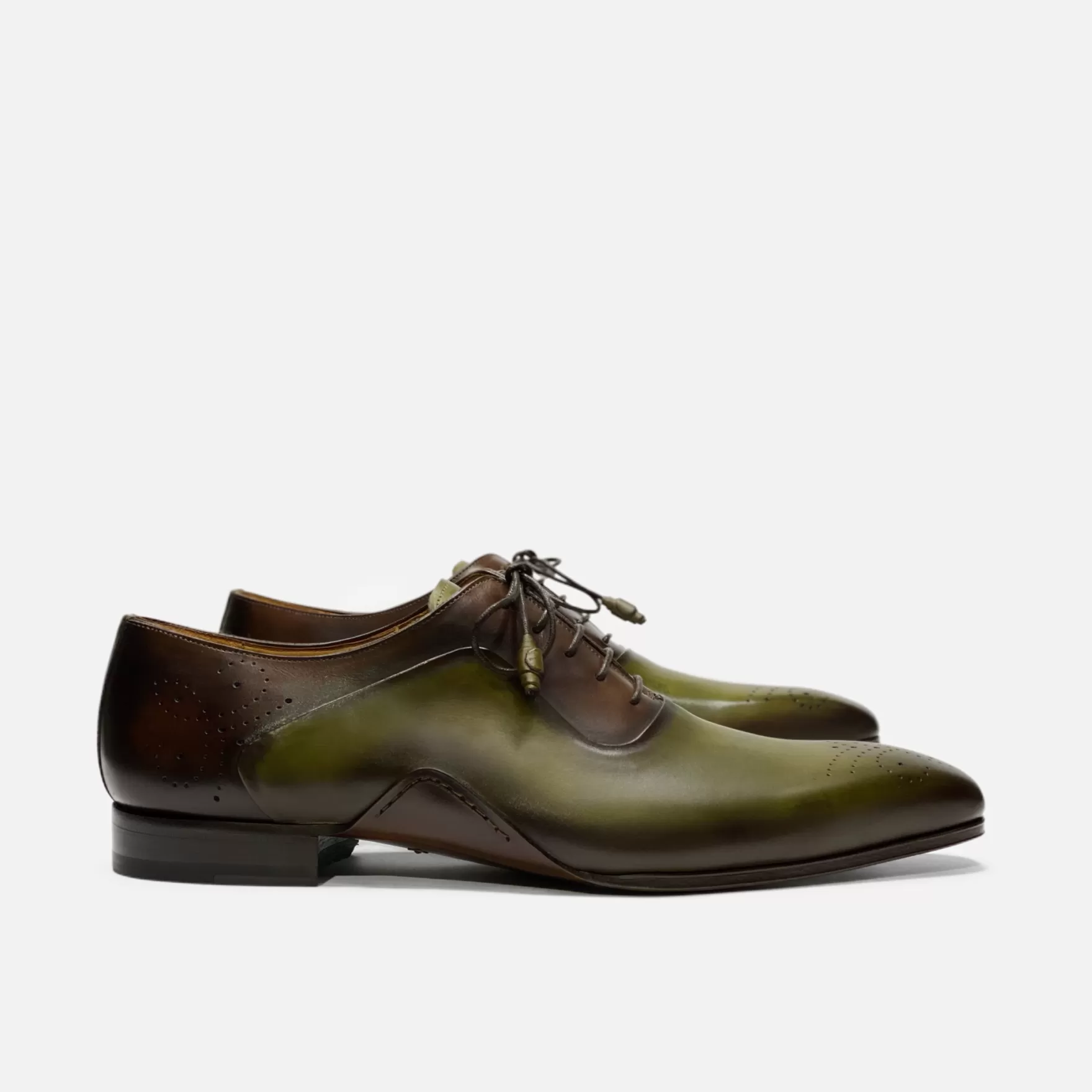 New Edition Fashion Formal Shoes-Ferrara Oxfords Olive/Dark Brown