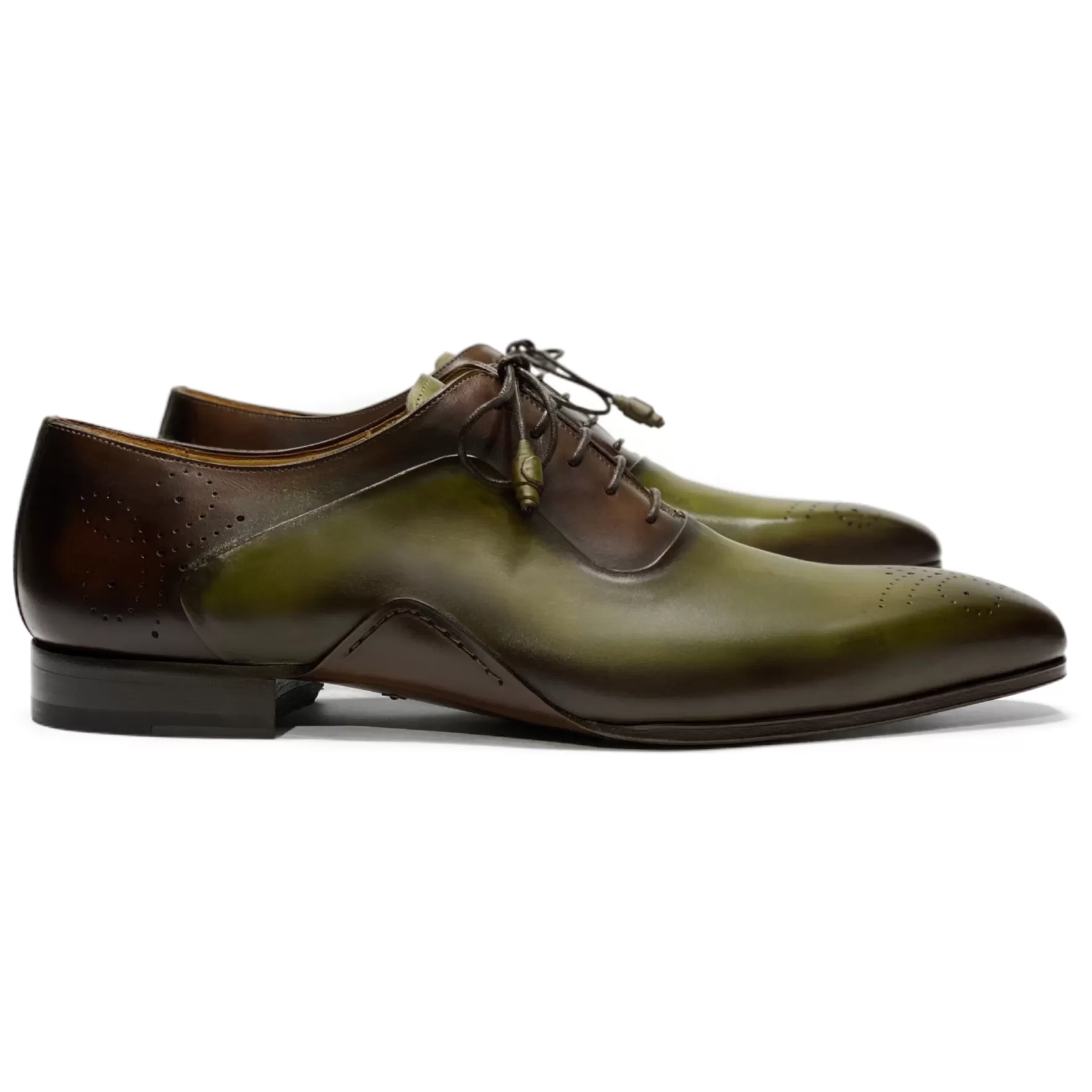 New Edition Fashion Formal Shoes-Ferrara Oxfords Olive/Dark Brown