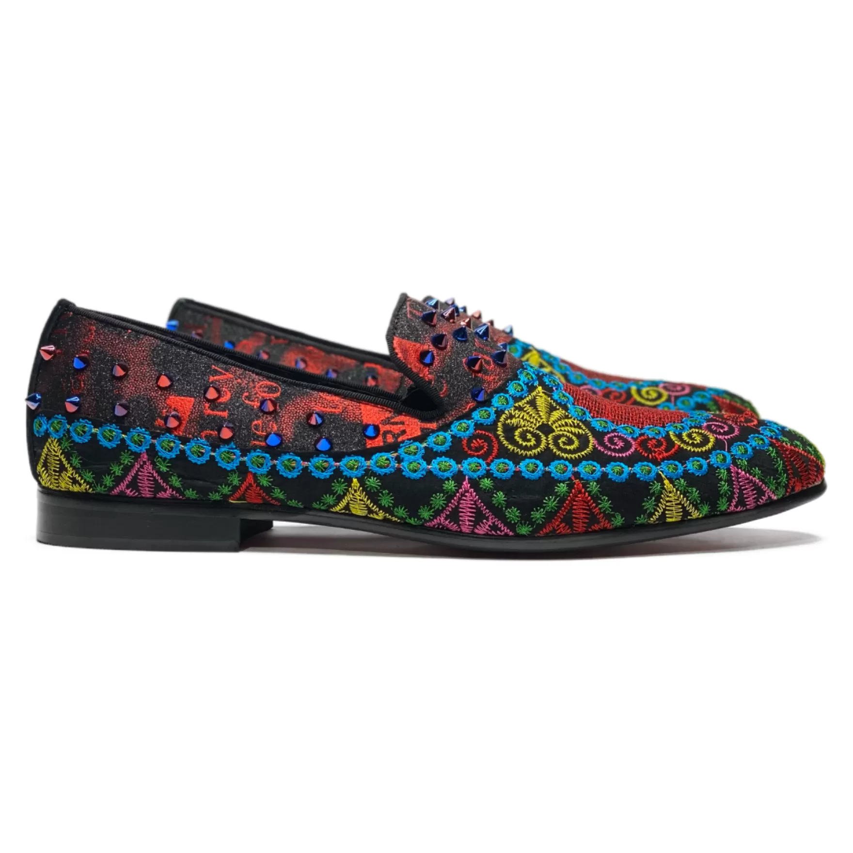 New Edition Fashion Formal Shoes | Loafers & Slip Ons-Fisher Embroidered Slip On Dress Shoes Multi