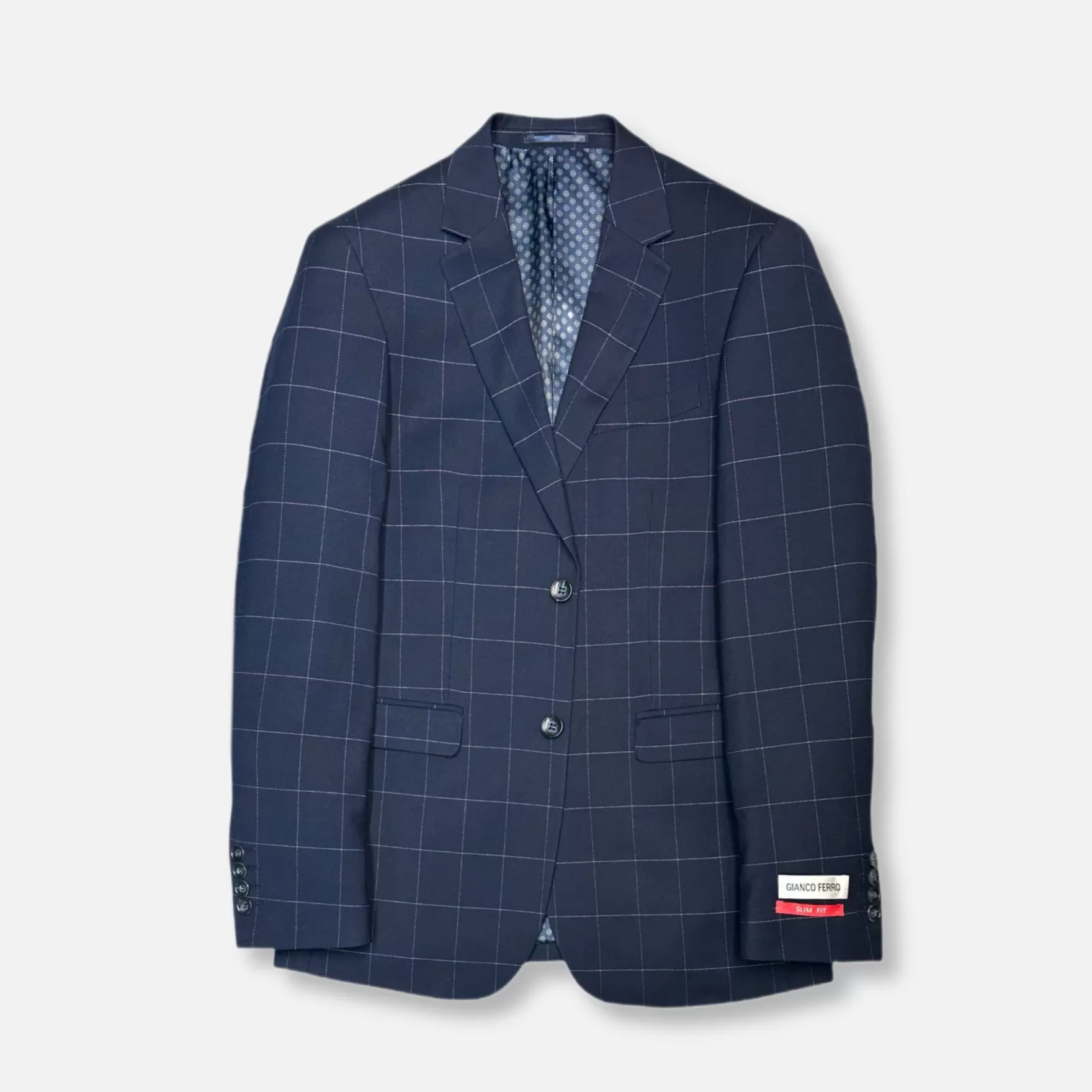 New Edition Fashion Suits-Galante Slim Windowpane Suit Navy