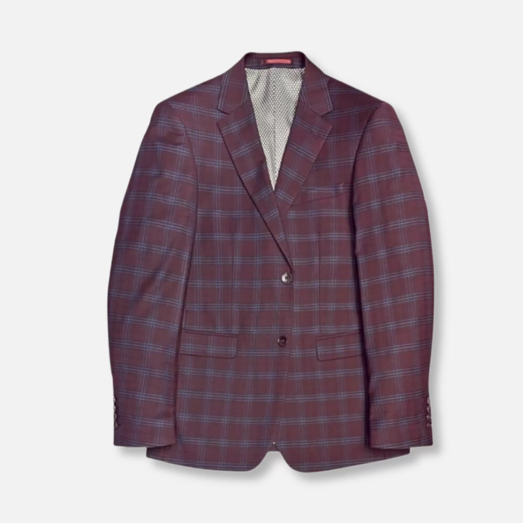 New Edition Fashion Suits-Gavin Slim Plaid Suit Burgundy