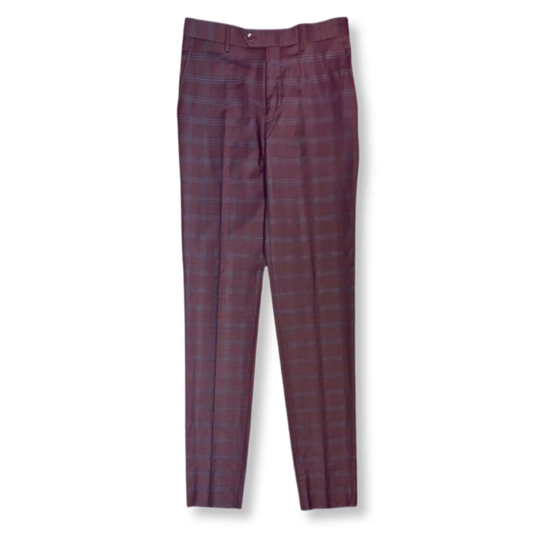 New Edition Fashion Suits-Gavin Slim Plaid Suit Burgundy