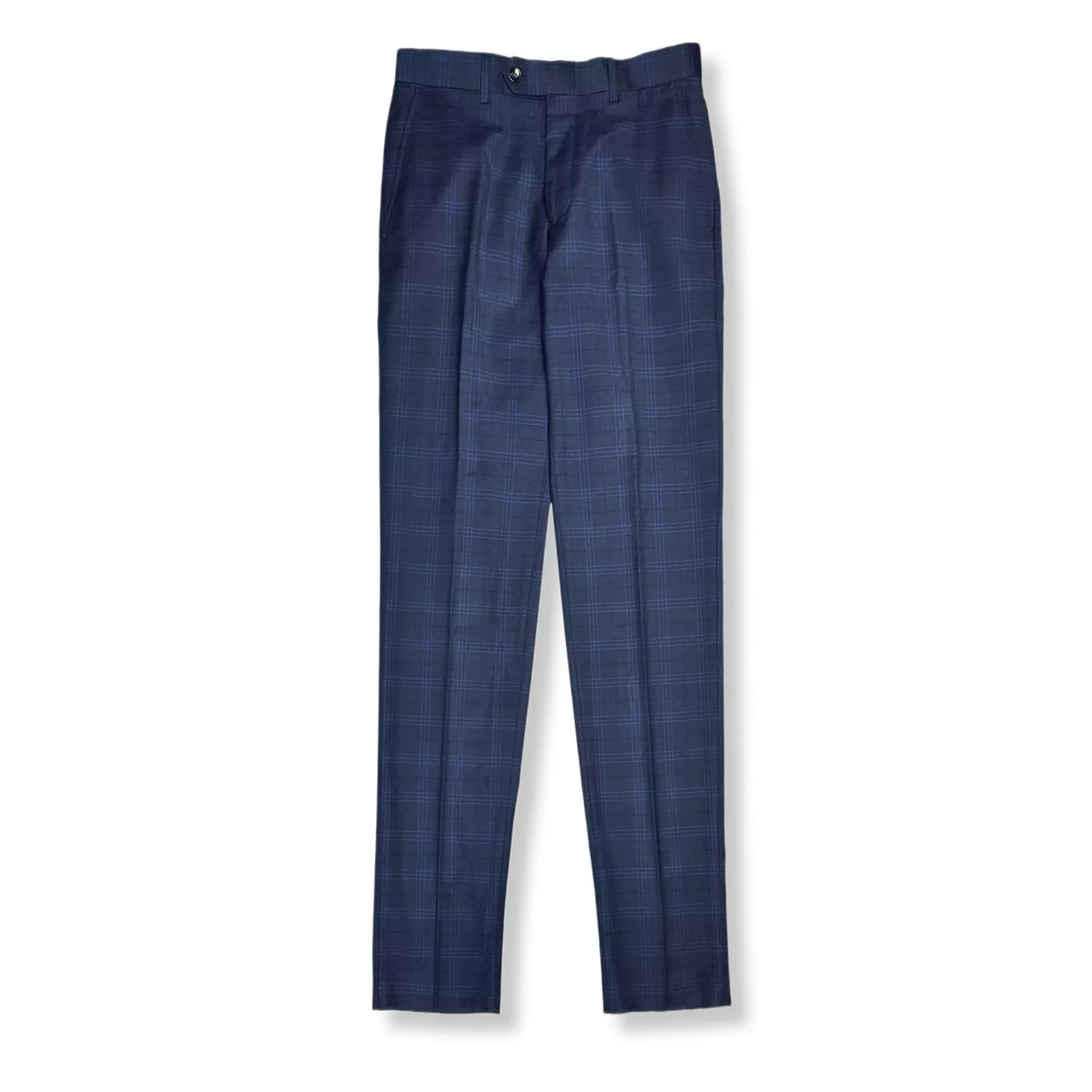 New Edition Fashion Suits-Gavin Slim Plaid Suit Navy