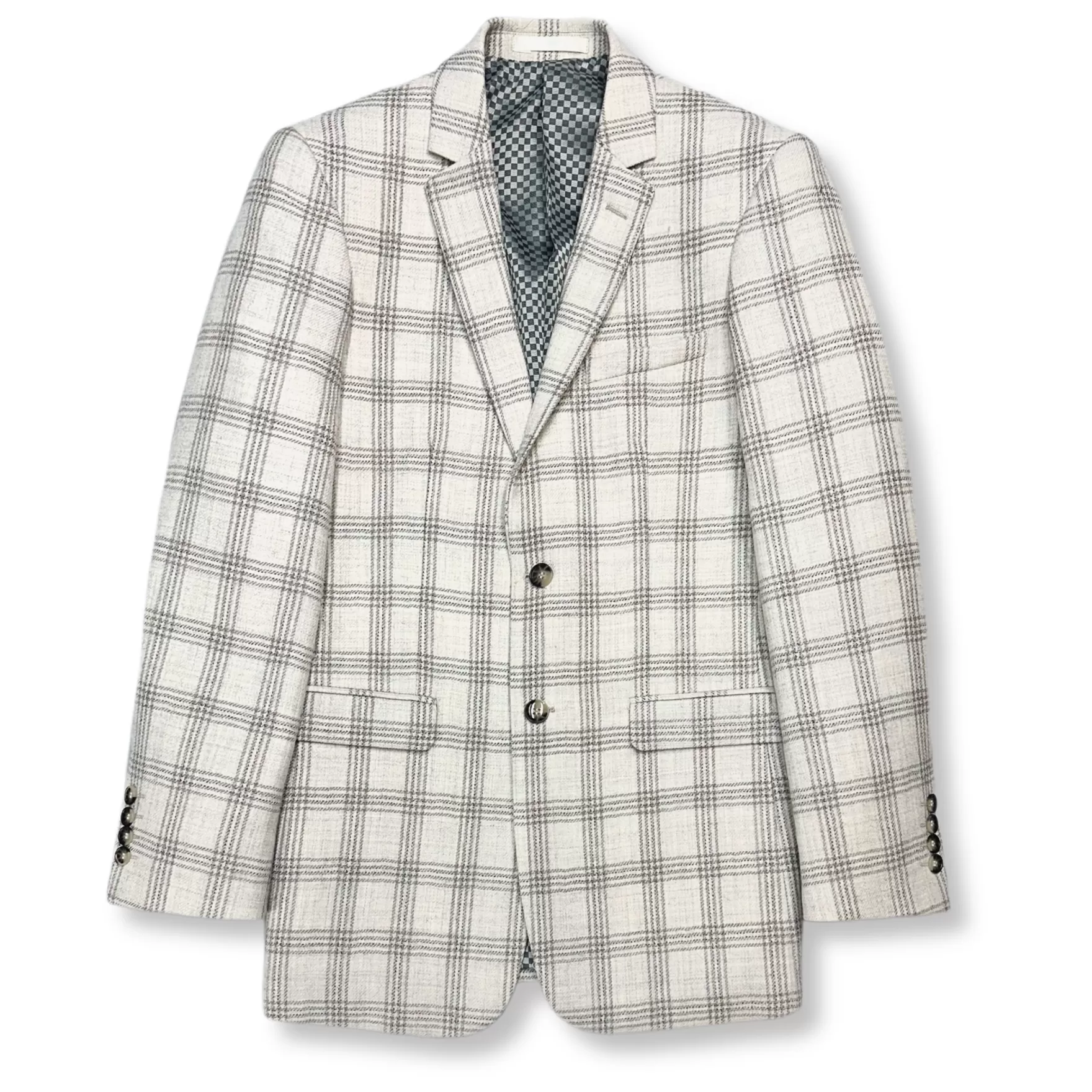 New Edition Fashion Blazers & Sportcoats-Geoffrey Plaid Wool Sport Coat Beige