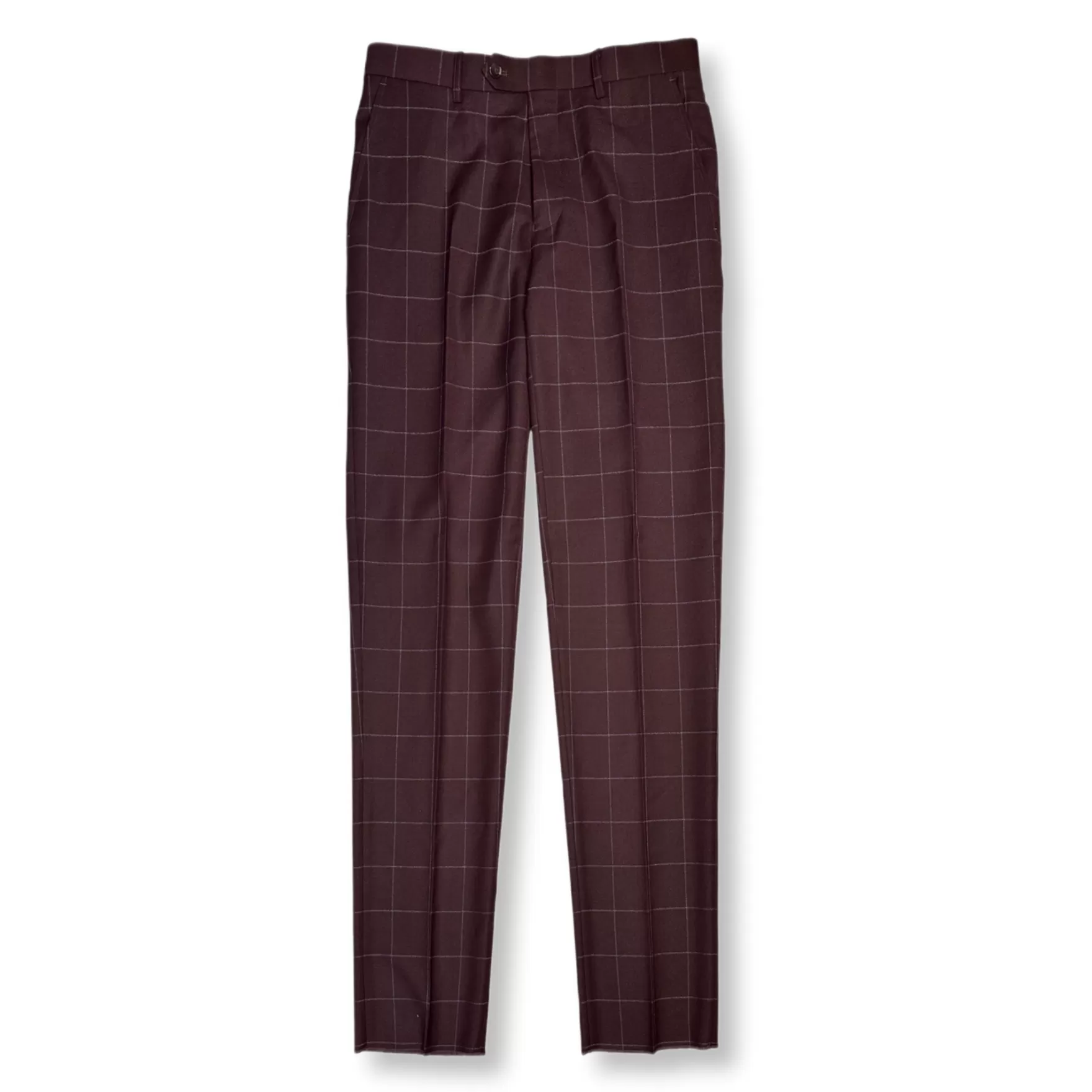 New Edition Fashion Suits-Gerard Slim Windowpane Suit Bordeaux