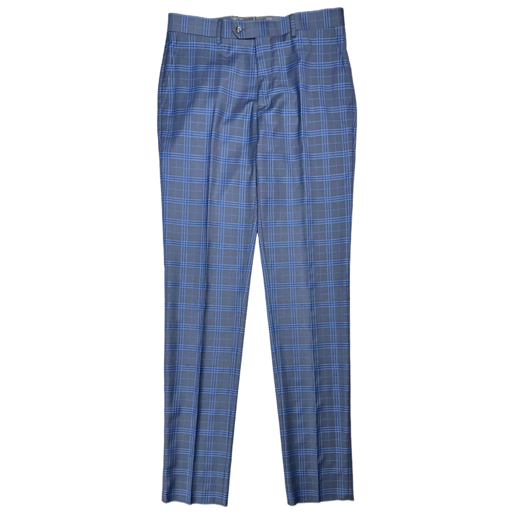 New Edition Fashion Suits-Greyson Slim Plaid Suit Light Blue