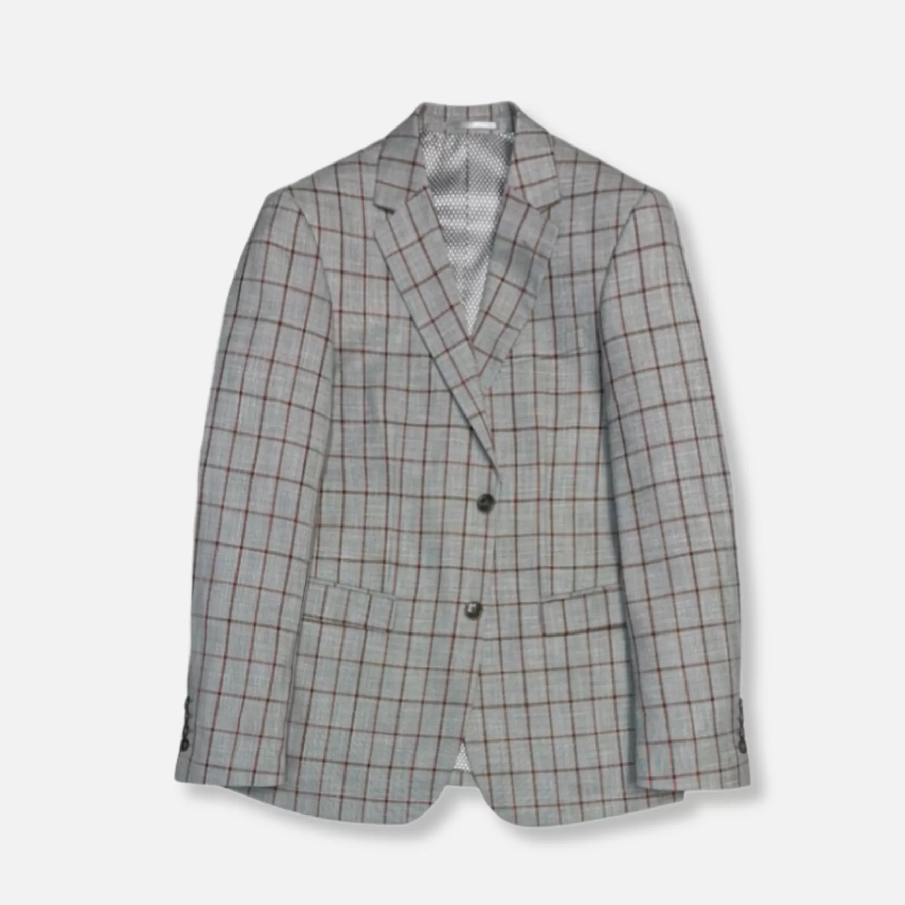 New Edition Fashion Suits-Gunner Slim Windowpane Suit Grey