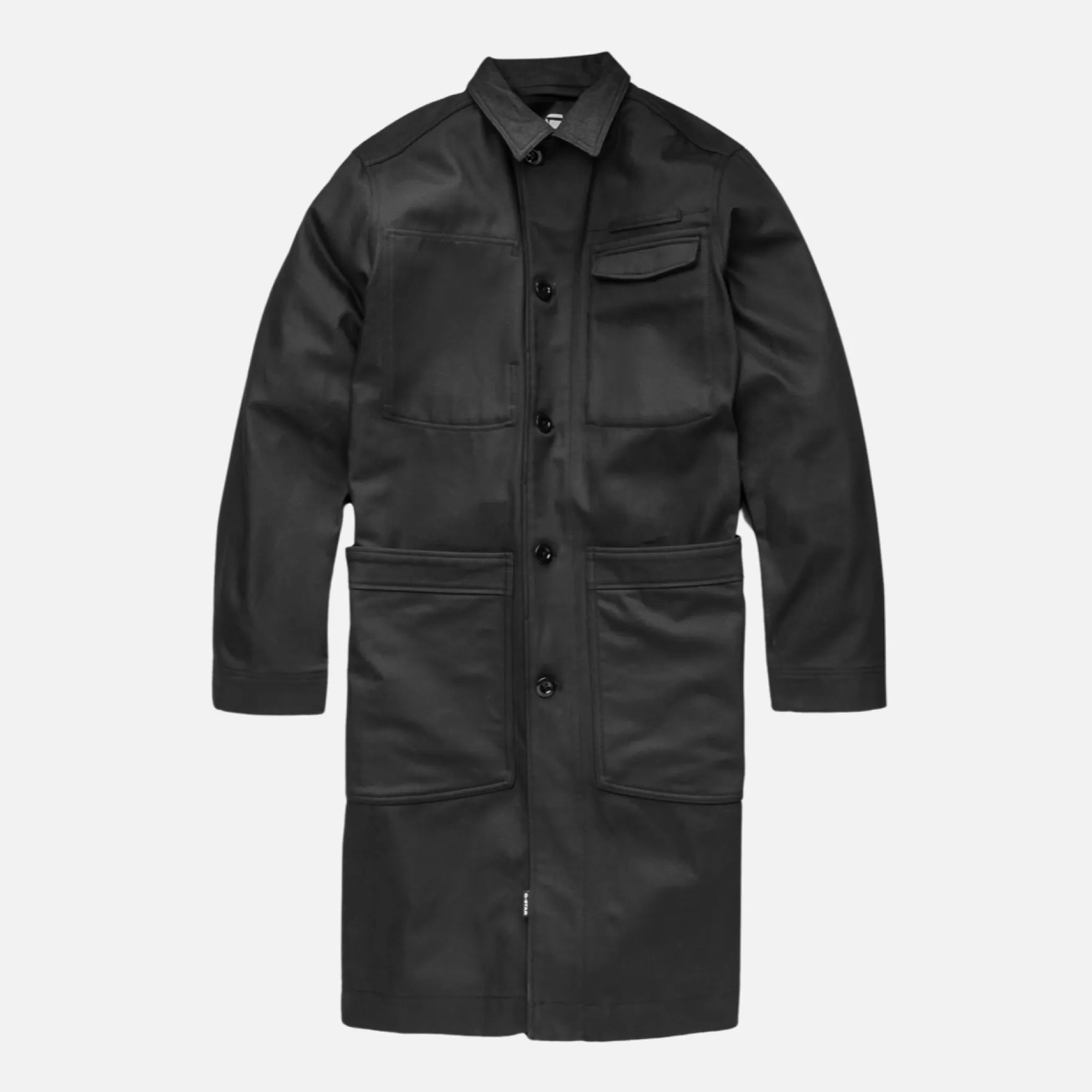 New Edition Fashion Coats & Outerwear-Gunt Patched Pocket Trench Coat Pitch Black