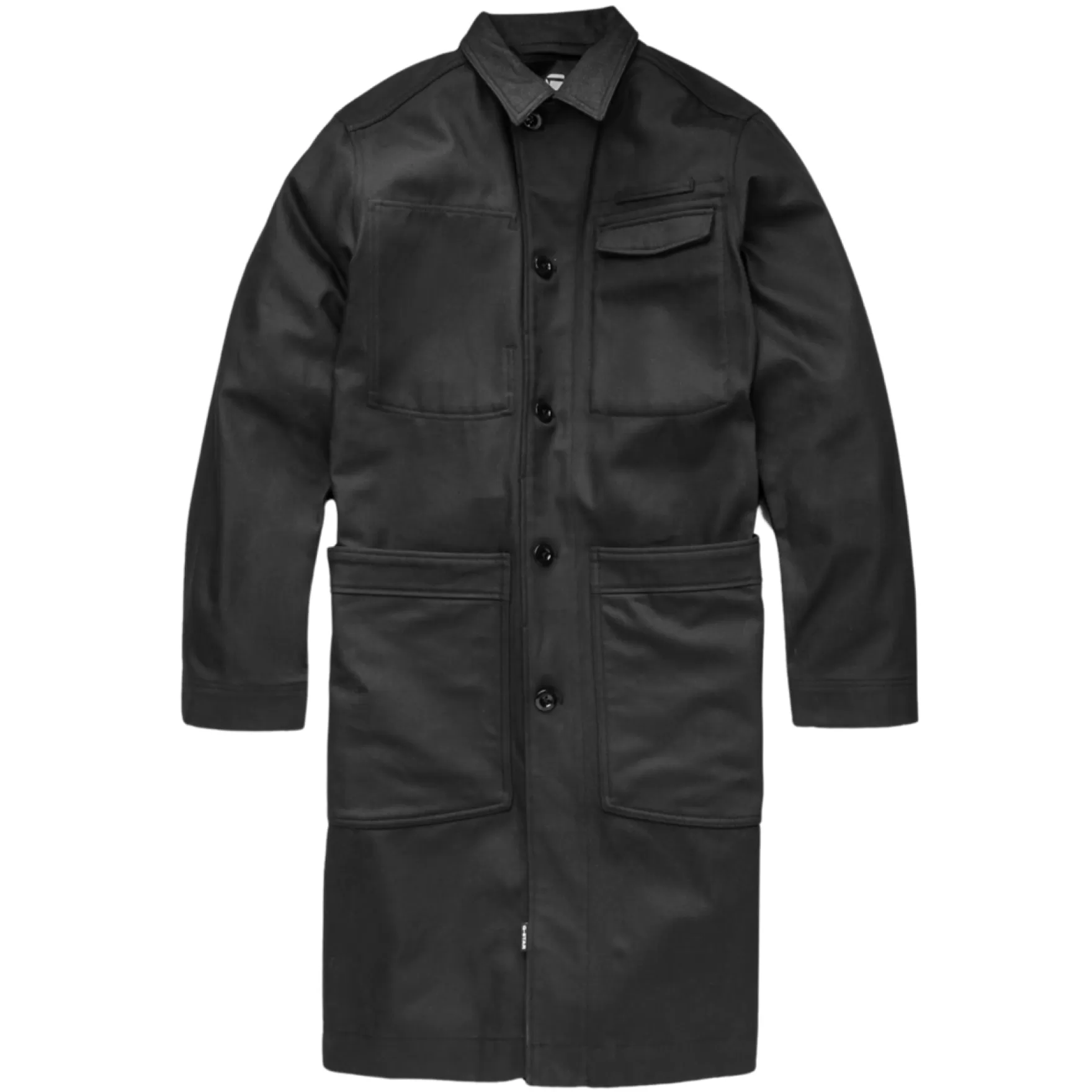 New Edition Fashion Coats & Outerwear-Gunt Patched Pocket Trench Coat Pitch Black