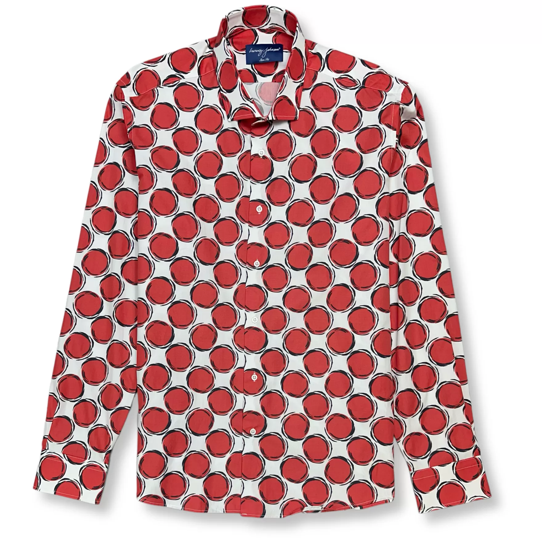 New Edition Fashion Button Downs-Haddin Polka Dot Shirt White