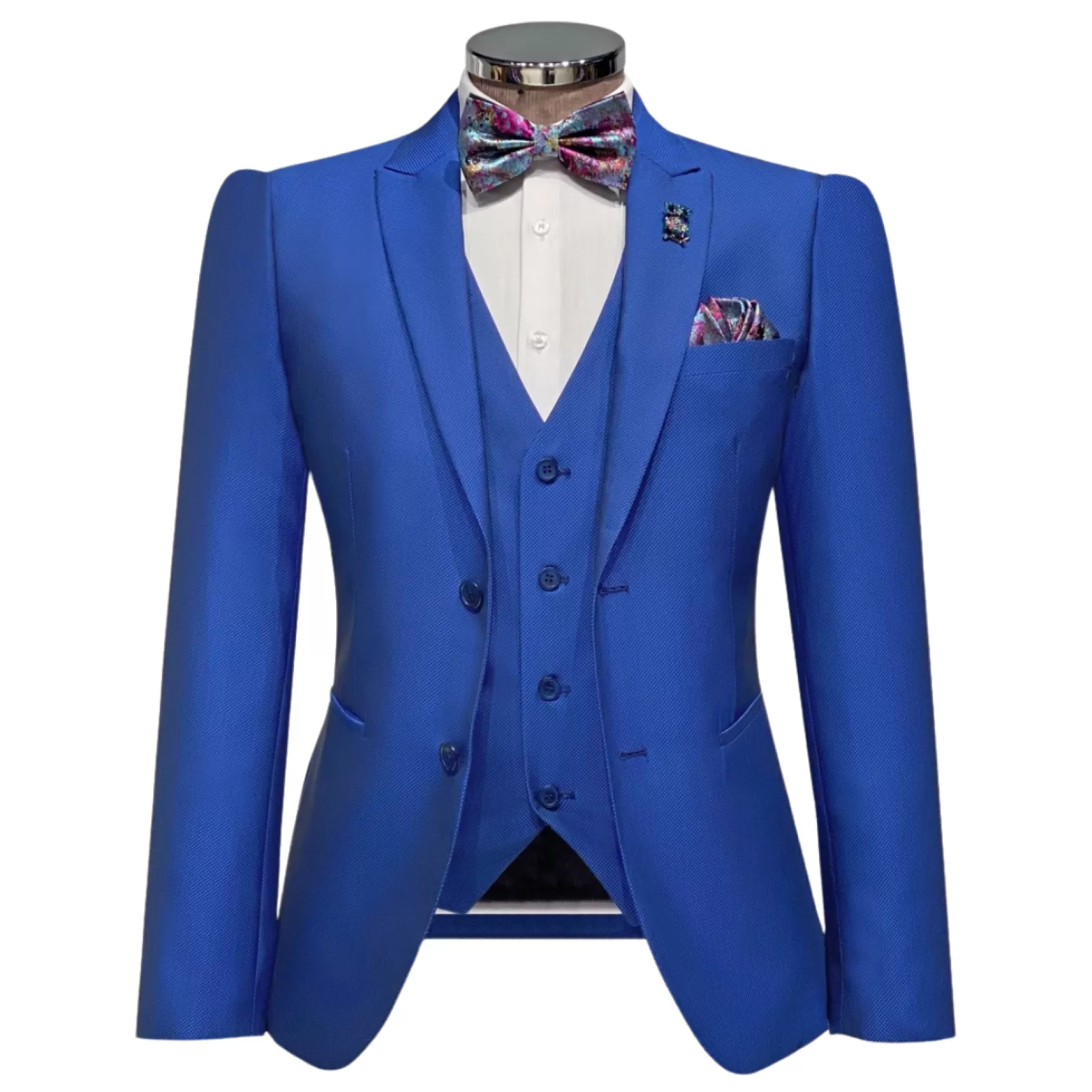 New Edition Fashion Suits-Hefner Super Slim Vested Suit Blue