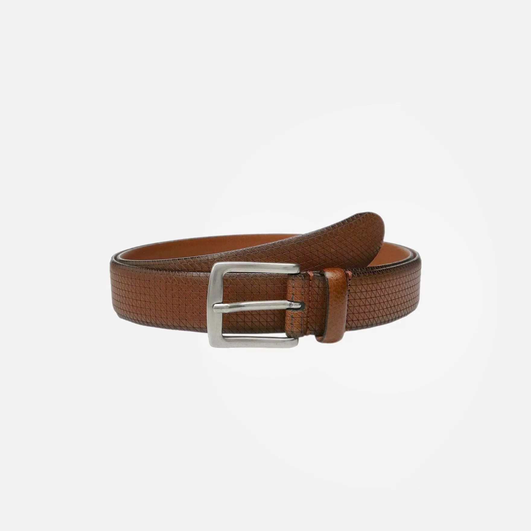 New Edition Fashion Belts-Jace Cross Hatch Laser-Cut Belt Tan