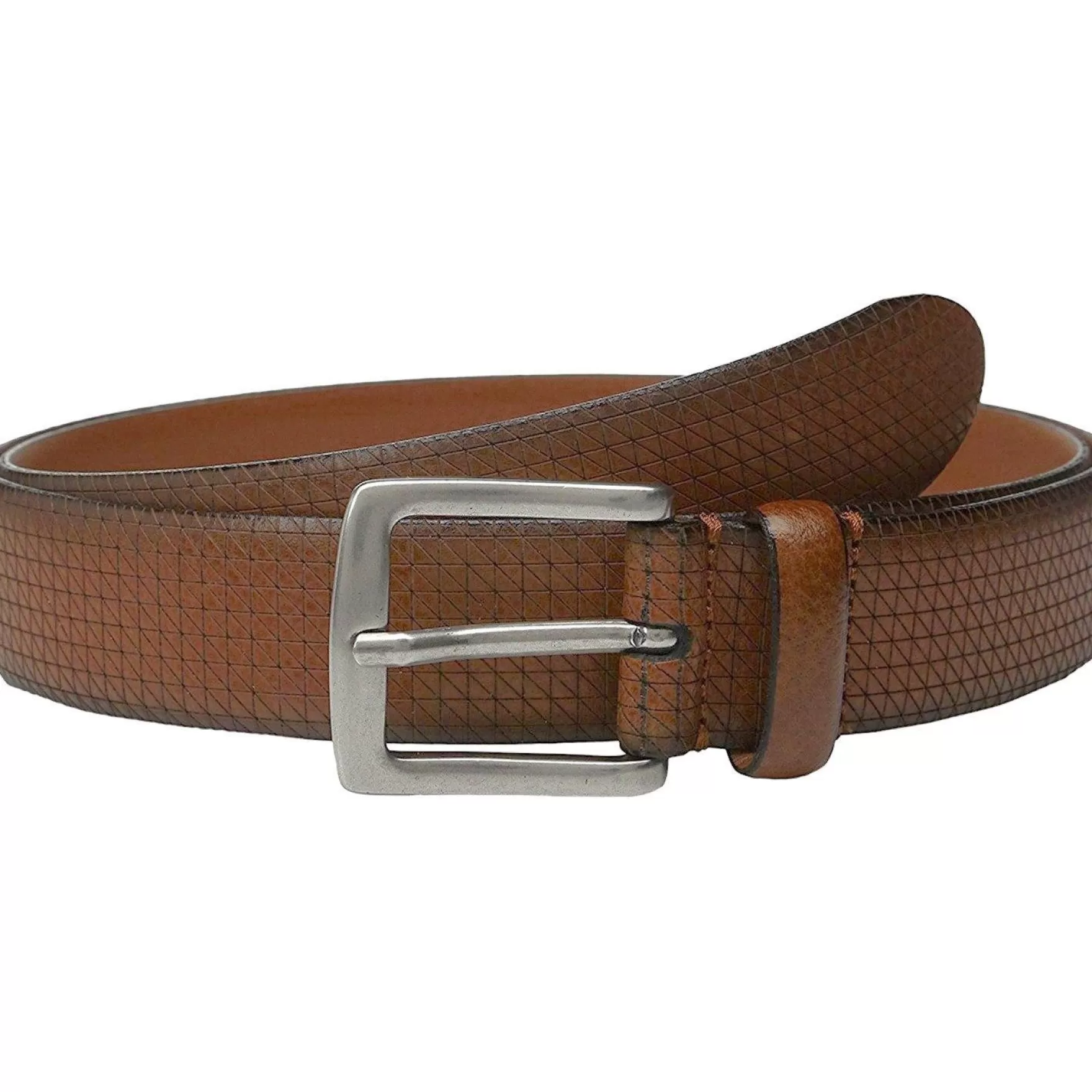 New Edition Fashion Belts-Jace Cross Hatch Laser-Cut Belt Tan