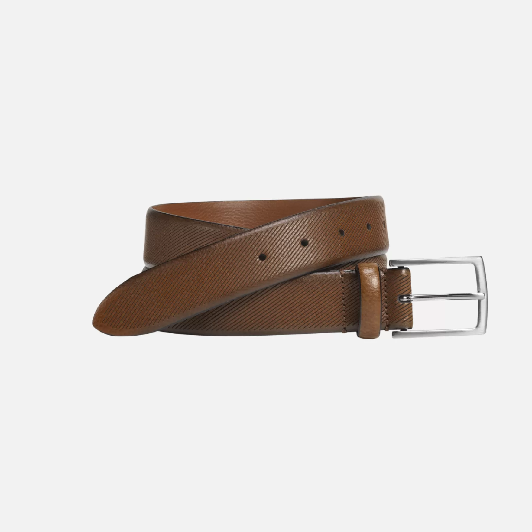 New Edition Fashion Belts-Julius Diagonal Embossed Belt Tan