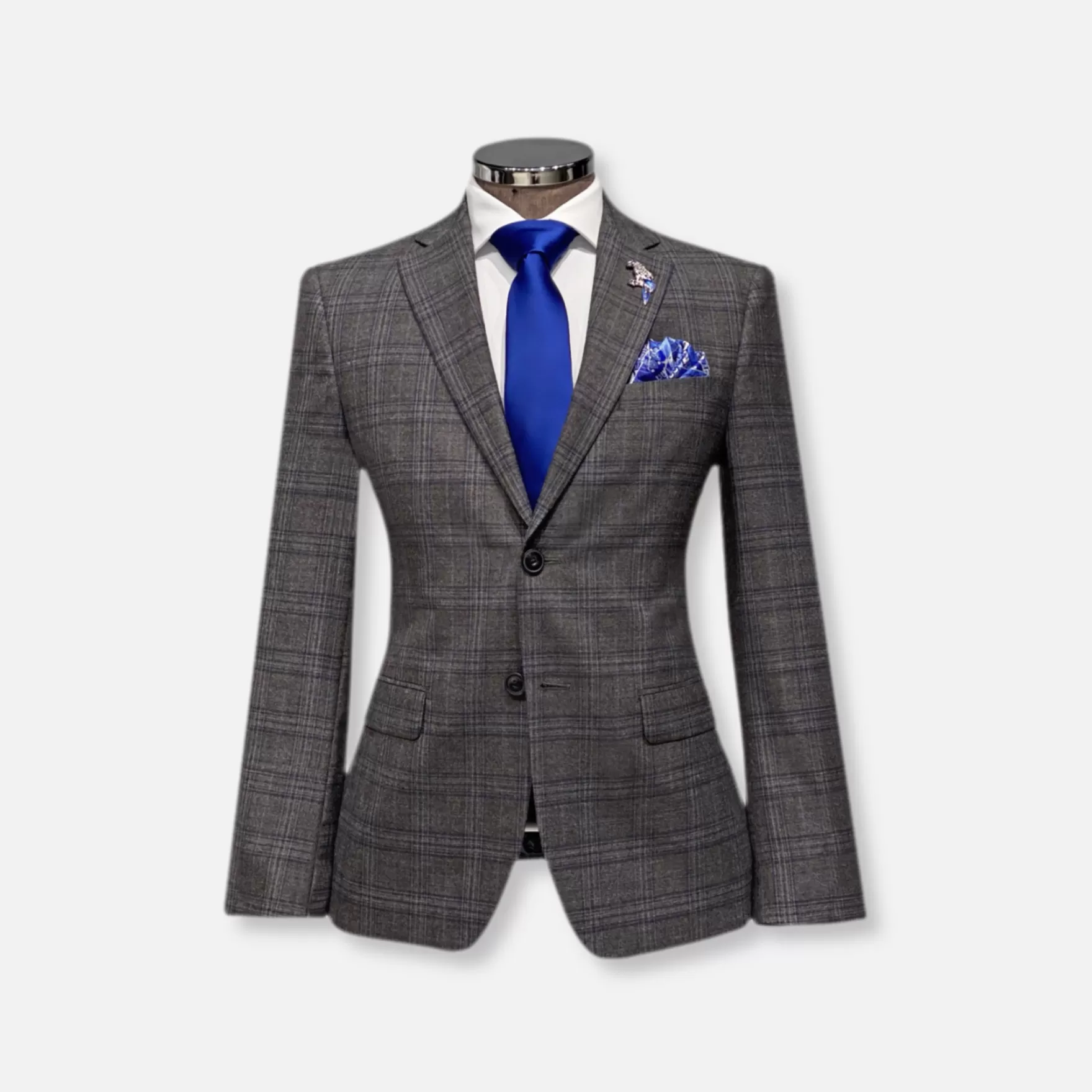 New Edition Fashion Suits-Klive Plaid Suit Grey