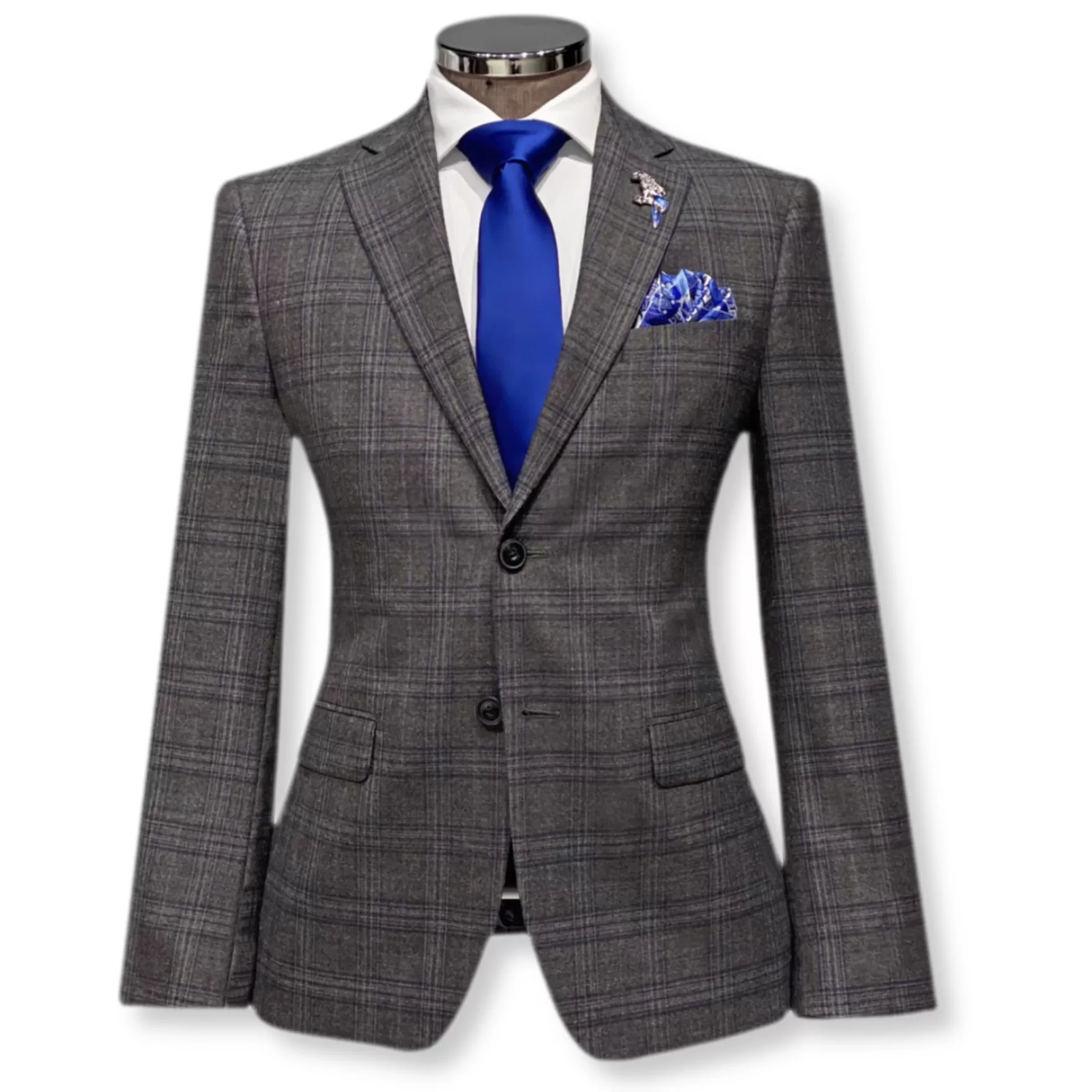 New Edition Fashion Suits-Klive Plaid Suit Grey