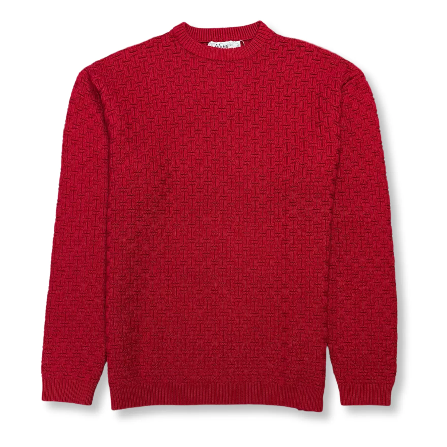 New Edition Fashion Sweaters-Larson Loose Fit Knit Crew Neck Sweater Red