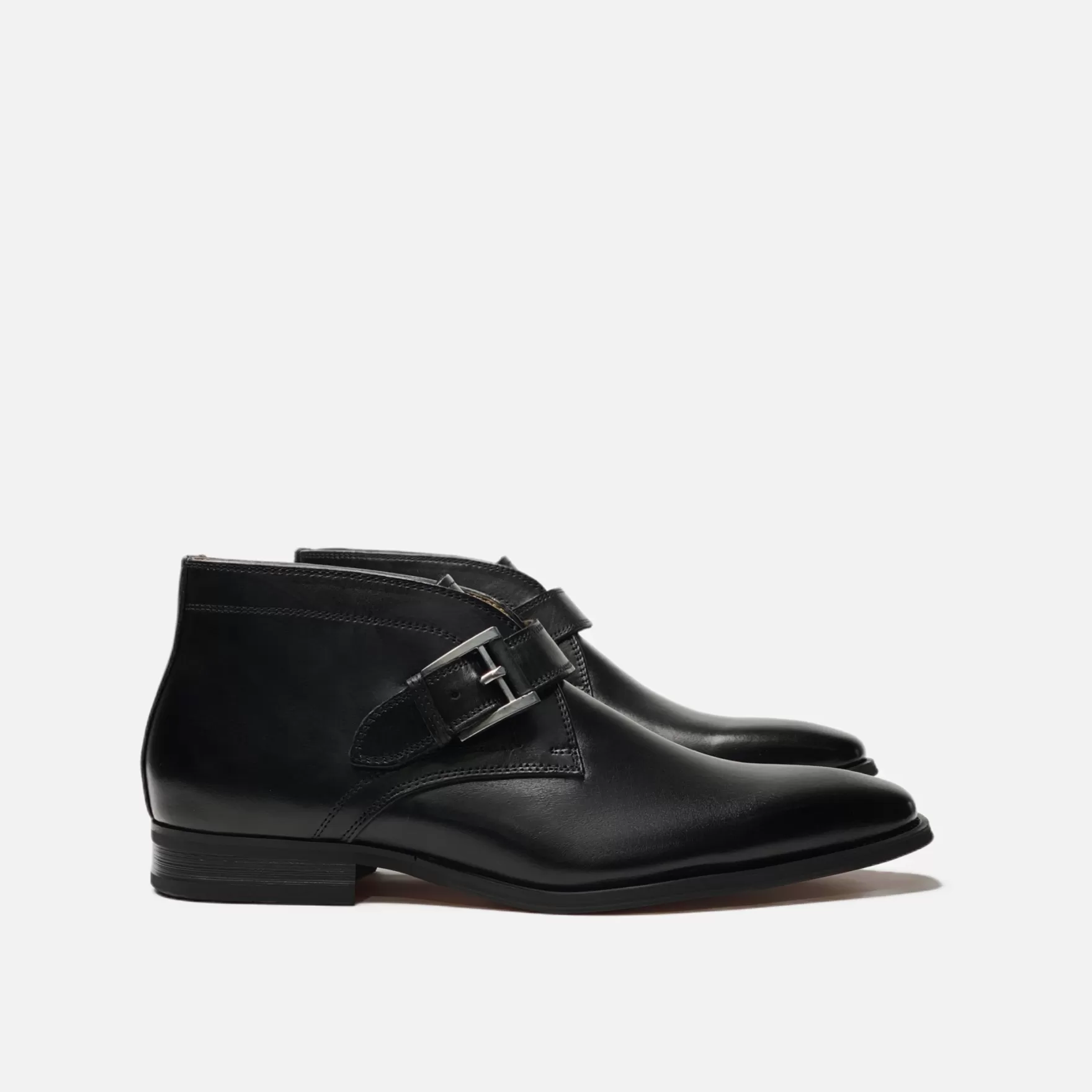 New Edition Fashion Boots | Formal Shoes-Leo Monk Strap Ankle Boots Black