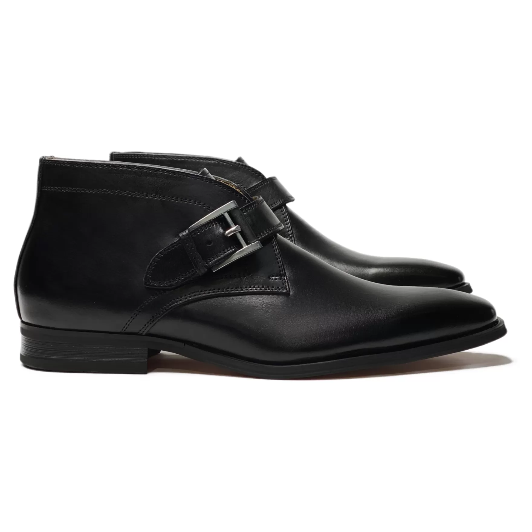 New Edition Fashion Boots | Formal Shoes-Leo Monk Strap Ankle Boots Black