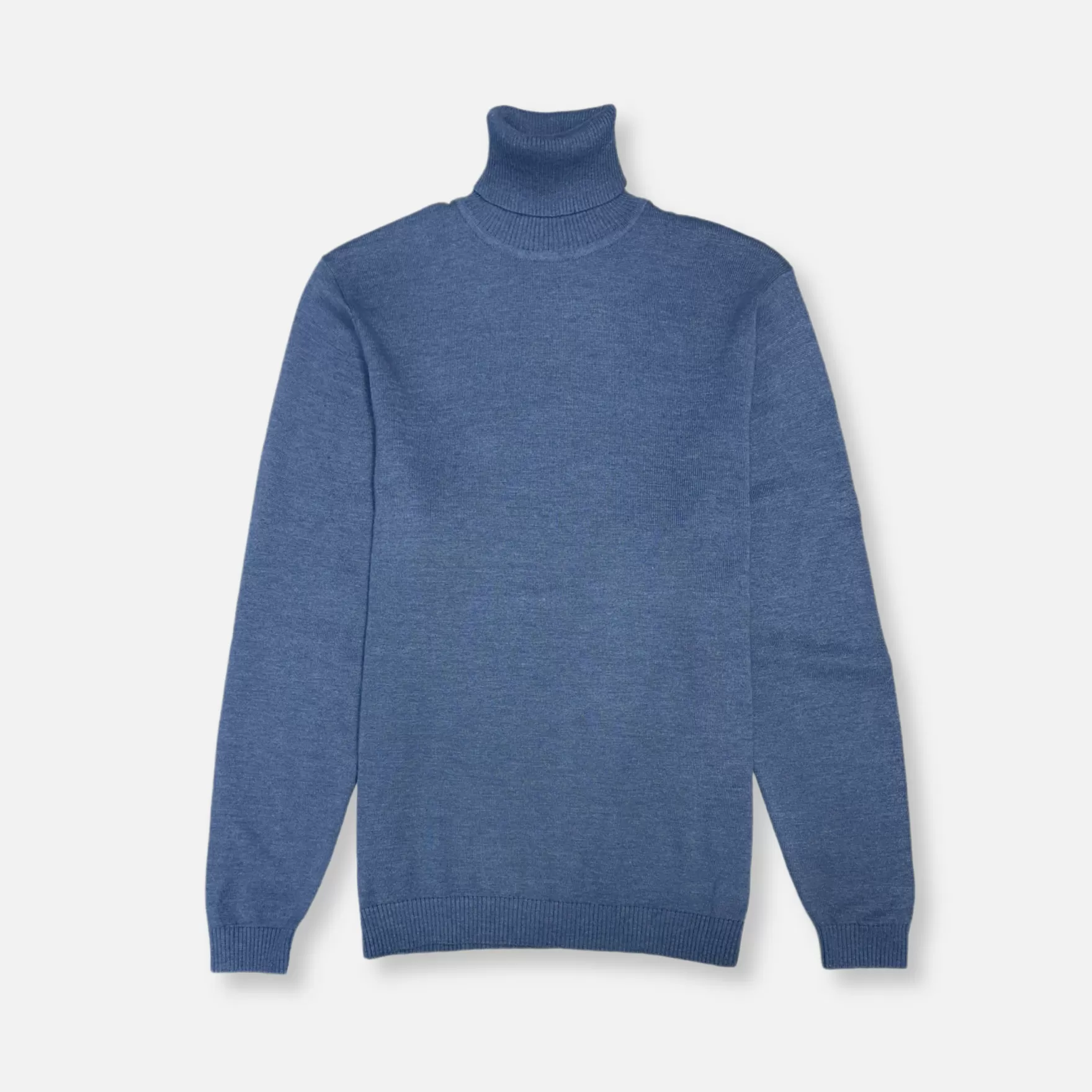 New Edition Fashion Sweaters-London Solid Turtleneck Heather Blue