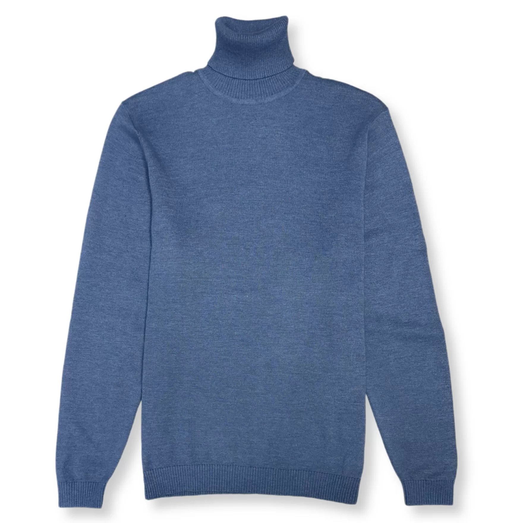 New Edition Fashion Sweaters-London Solid Turtleneck Heather Blue