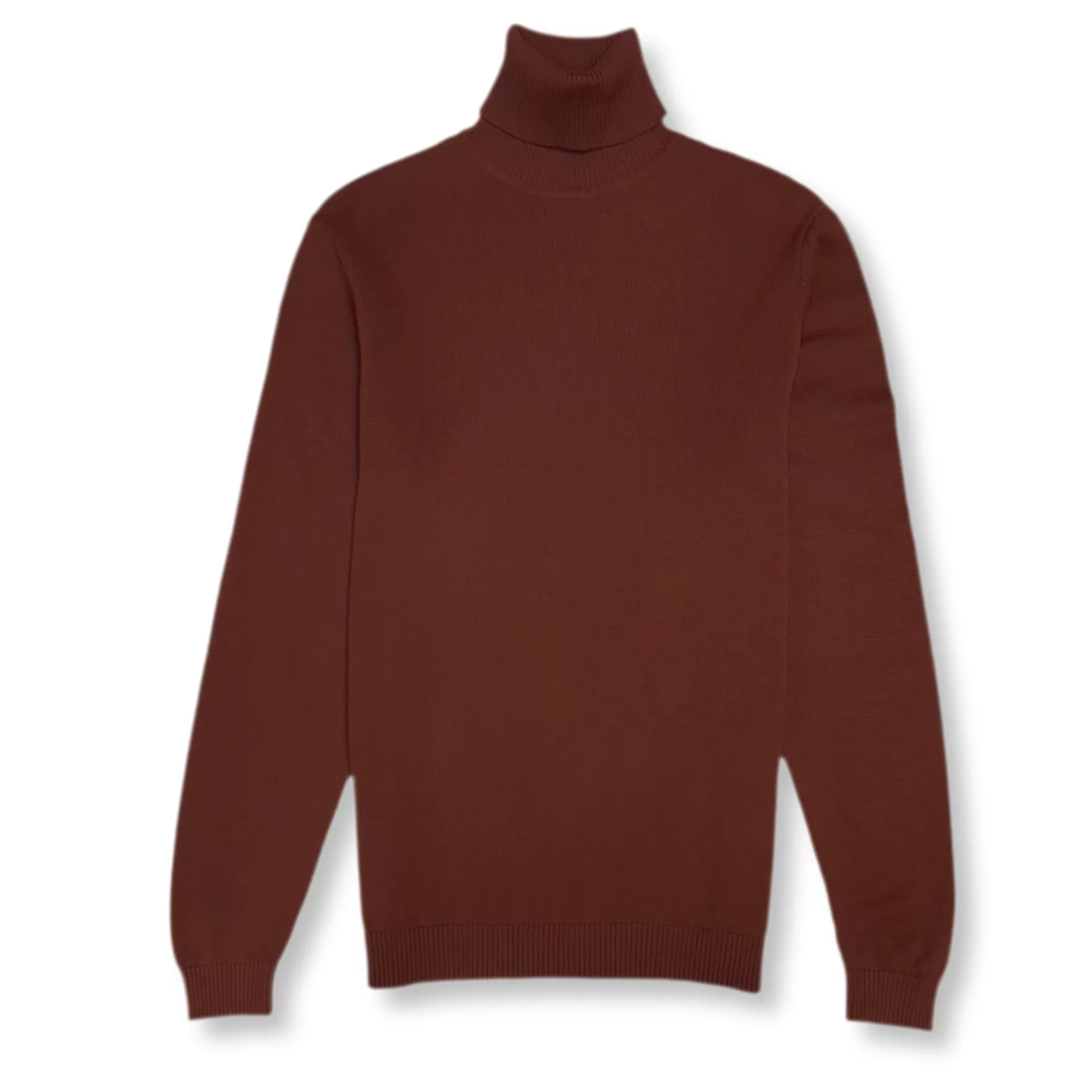 New Edition Fashion Sweaters-London Solid Turtleneck Rust