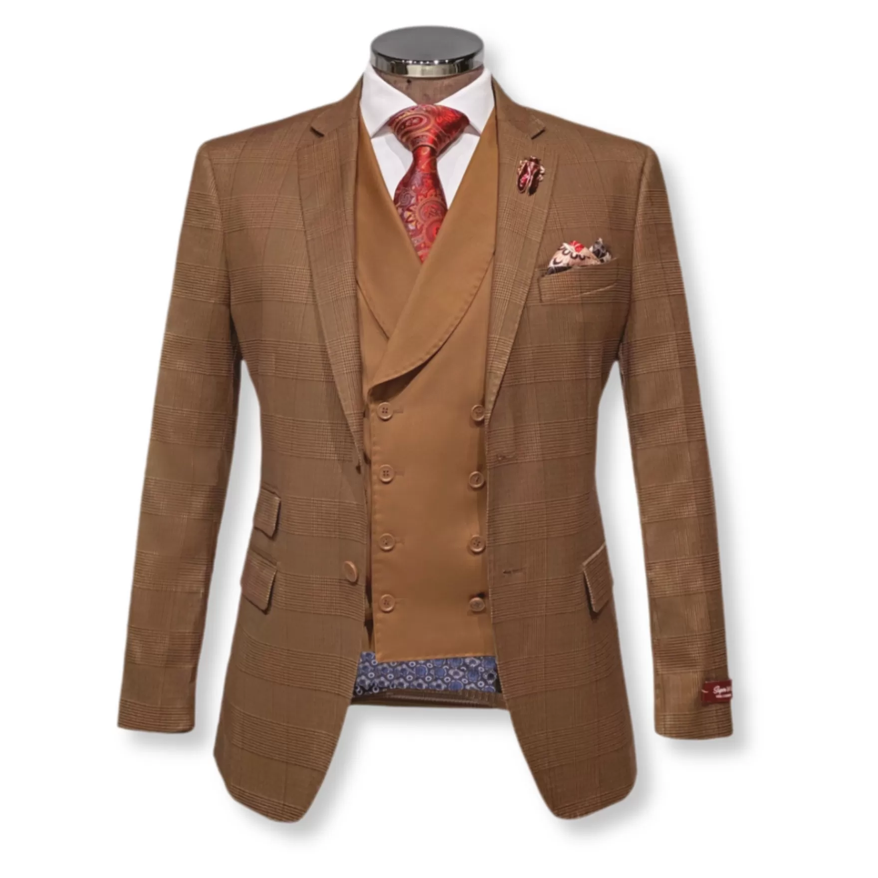 New Edition Fashion Suits-Lorenzini Vested Tailored Suit Copper