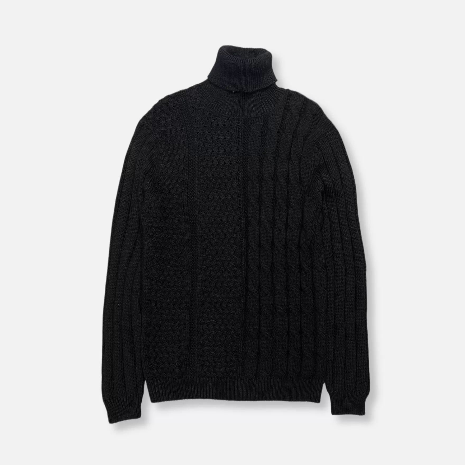 New Edition Fashion Sweaters-Maglia Cable Knit Turtleneck Sweater Black