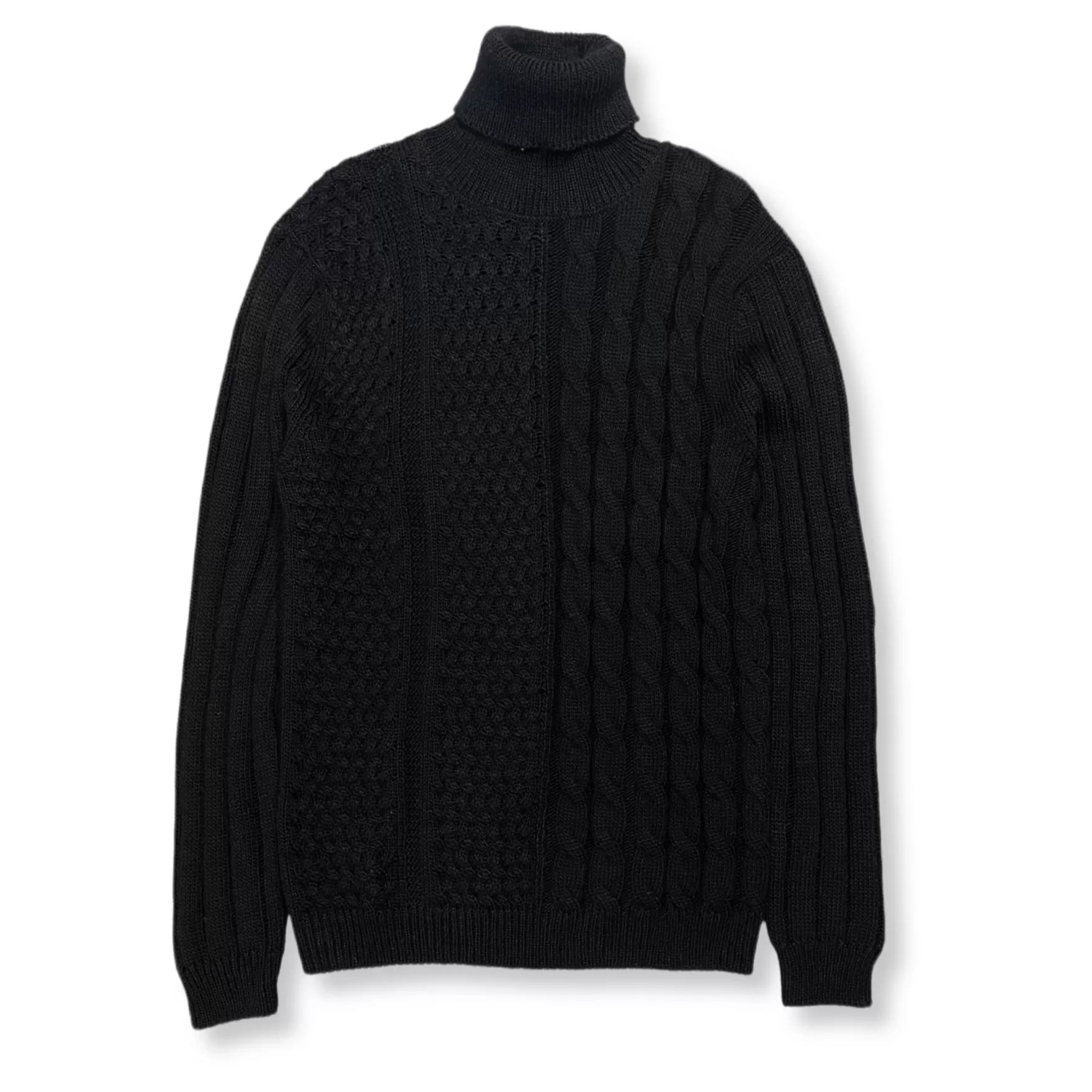 New Edition Fashion Sweaters-Maglia Cable Knit Turtleneck Sweater Black